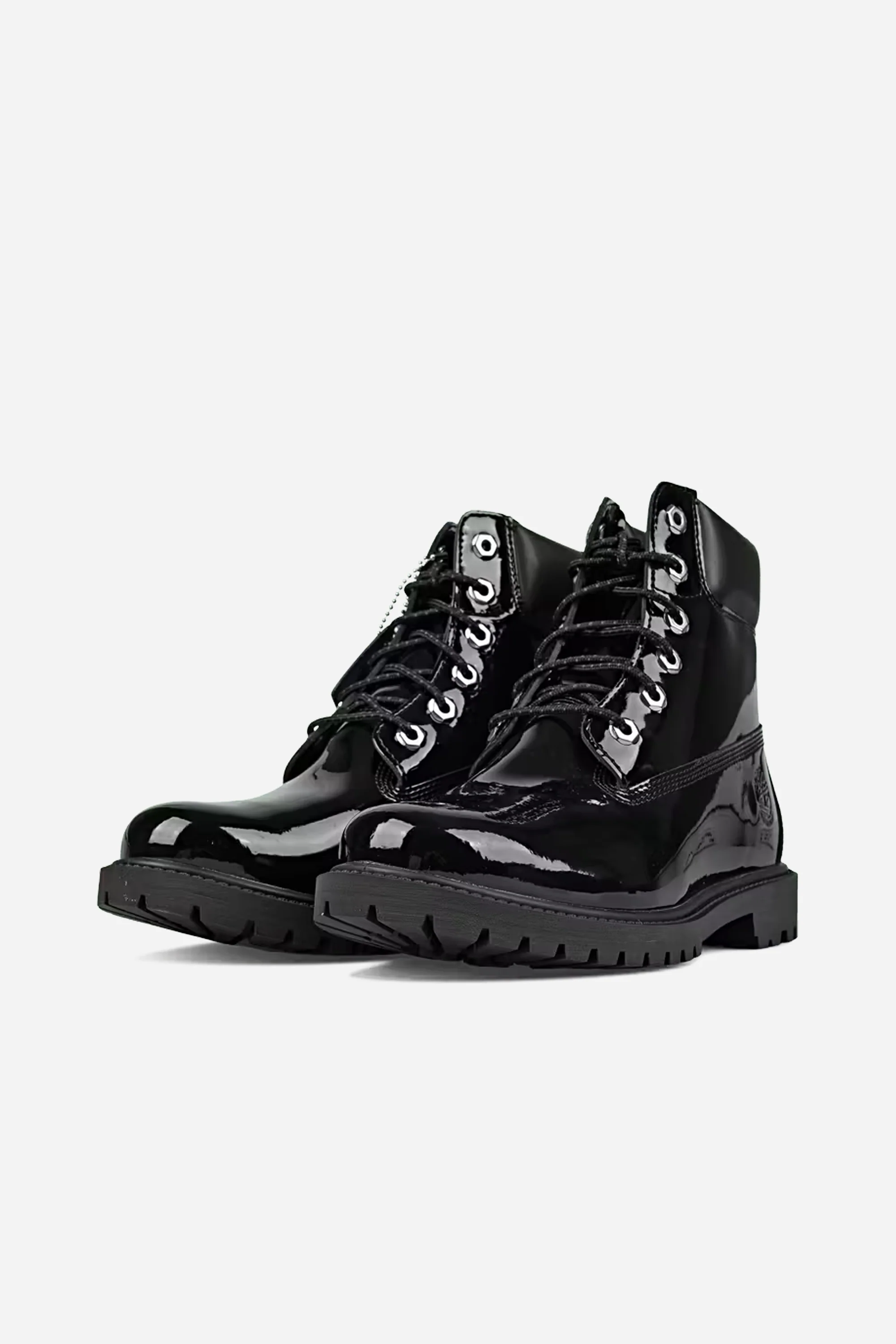 6 Inch Lace Up Waterproof Patent Leather Boot Black - Image 2