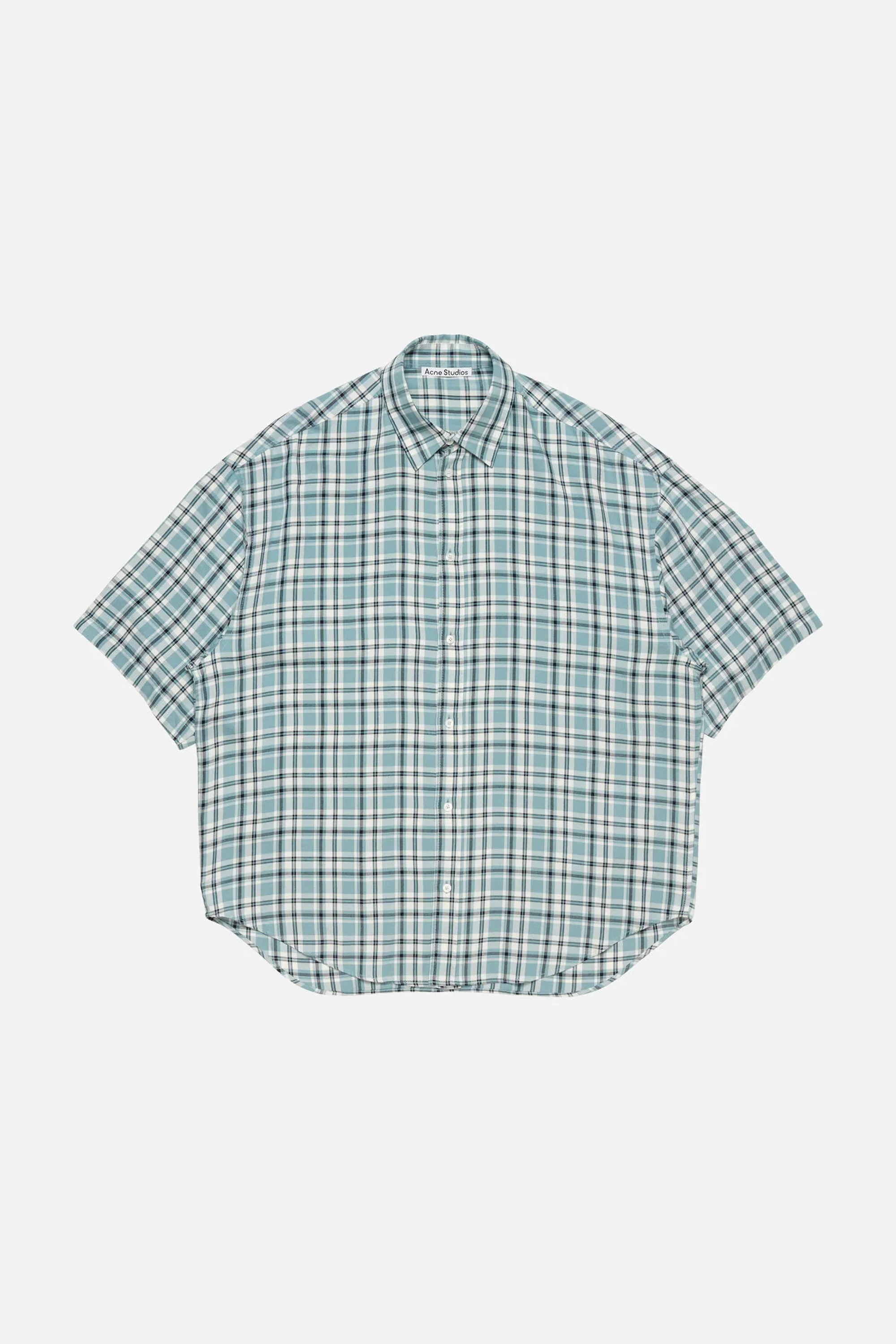 Checked Flannel Shirt Turquoise Blue White