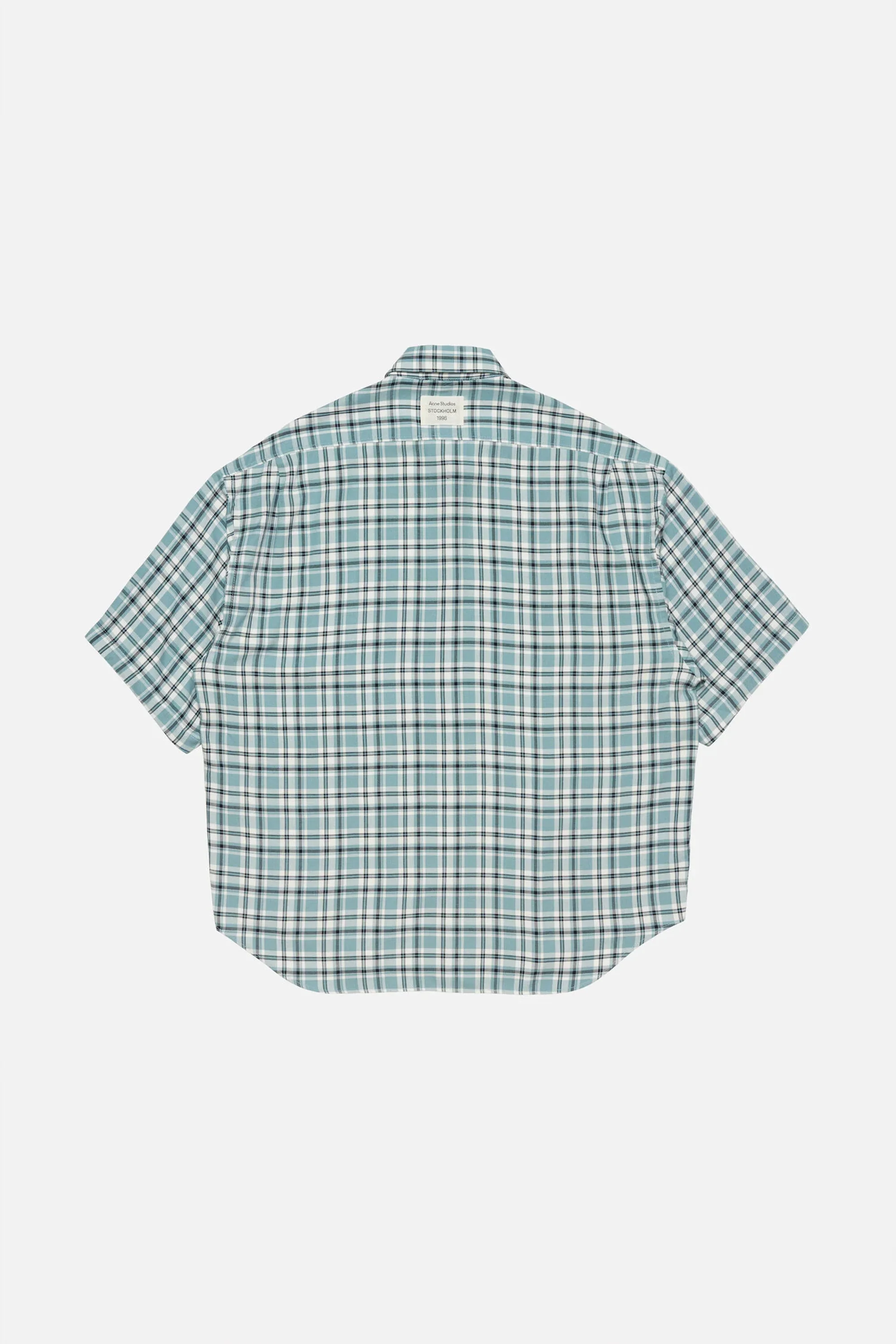 Checked Flannel Shirt Turquoise Blue White - Image 3