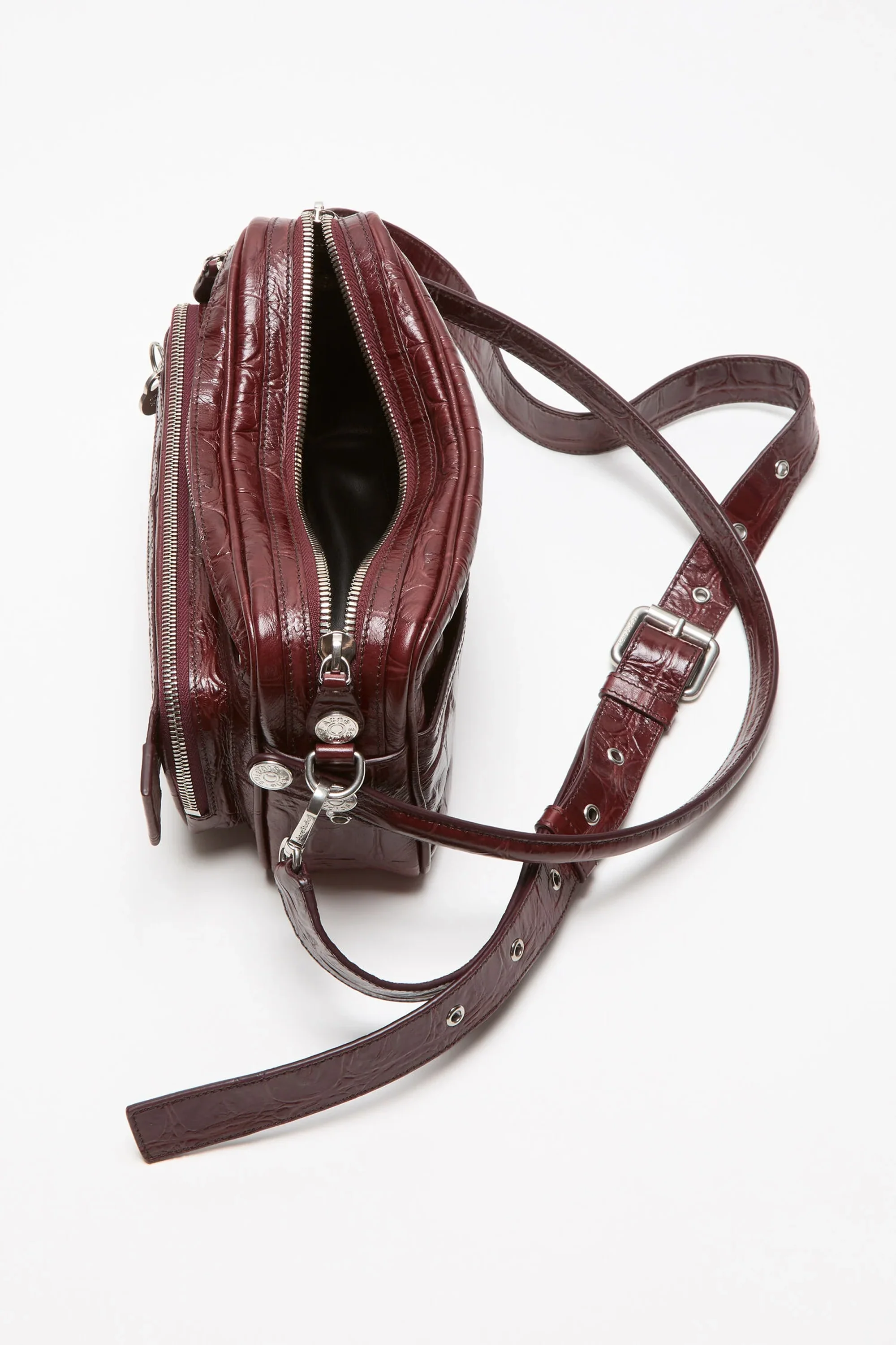 Camero Party Shoulder Bag Croco Burgundy - Image 2