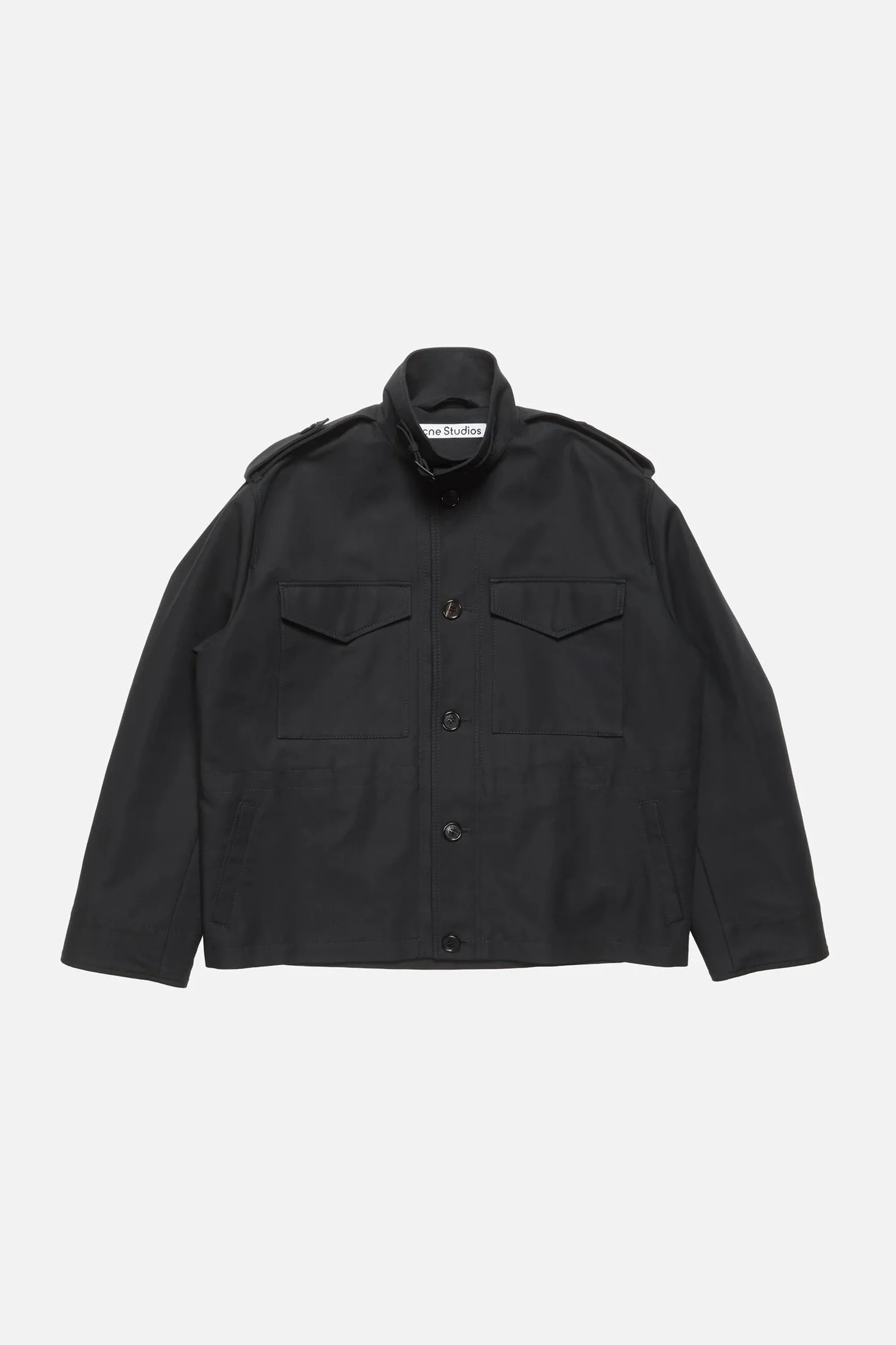 Cotton Satin Blouson Jacket Black