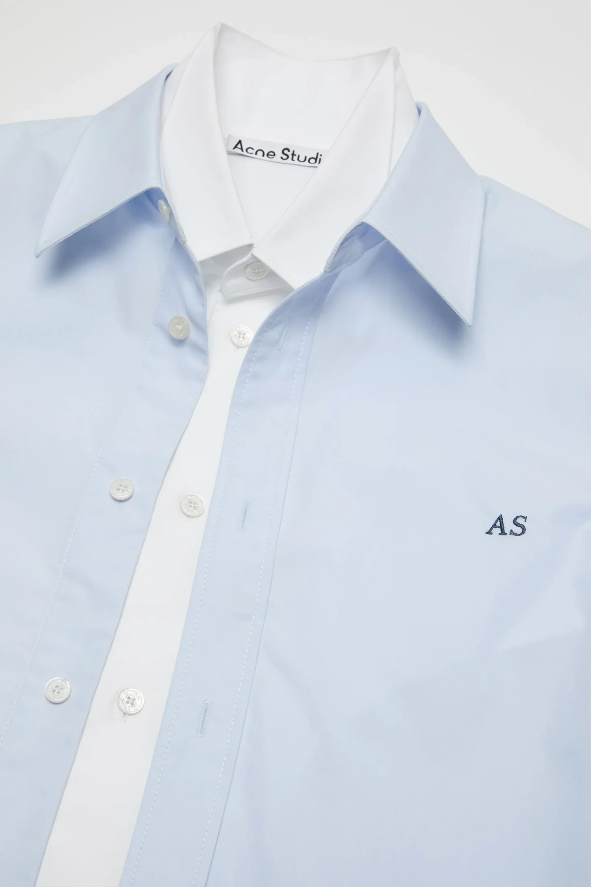 Layered Poplin Button-Up Shirt Blue/White - Image 2