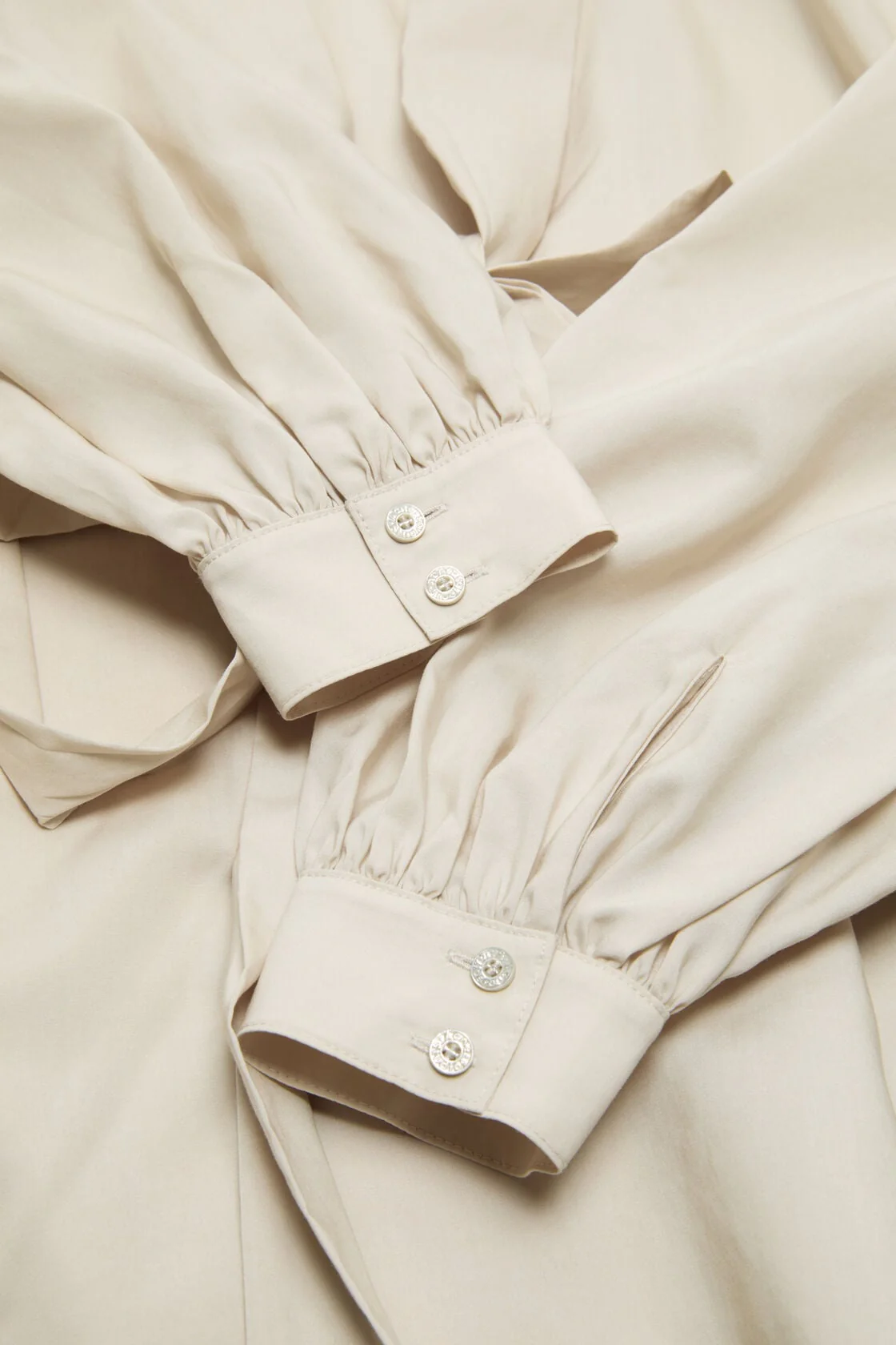 Cut-Out Blouse With Bow Light Beige - Image 2