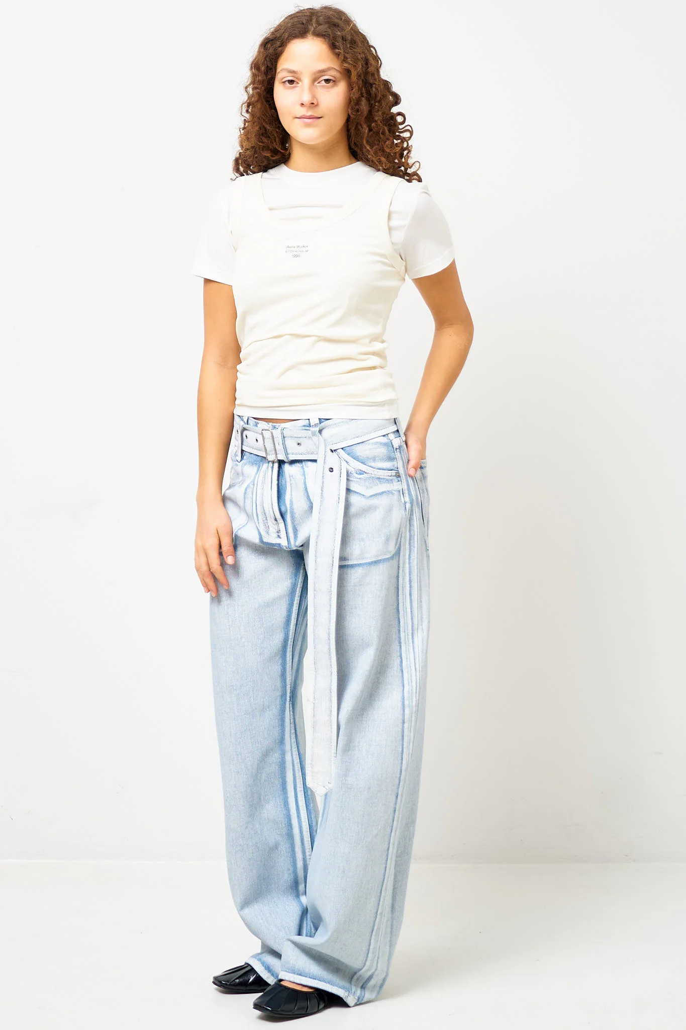 Belted Jeans Blue/White - Image 2