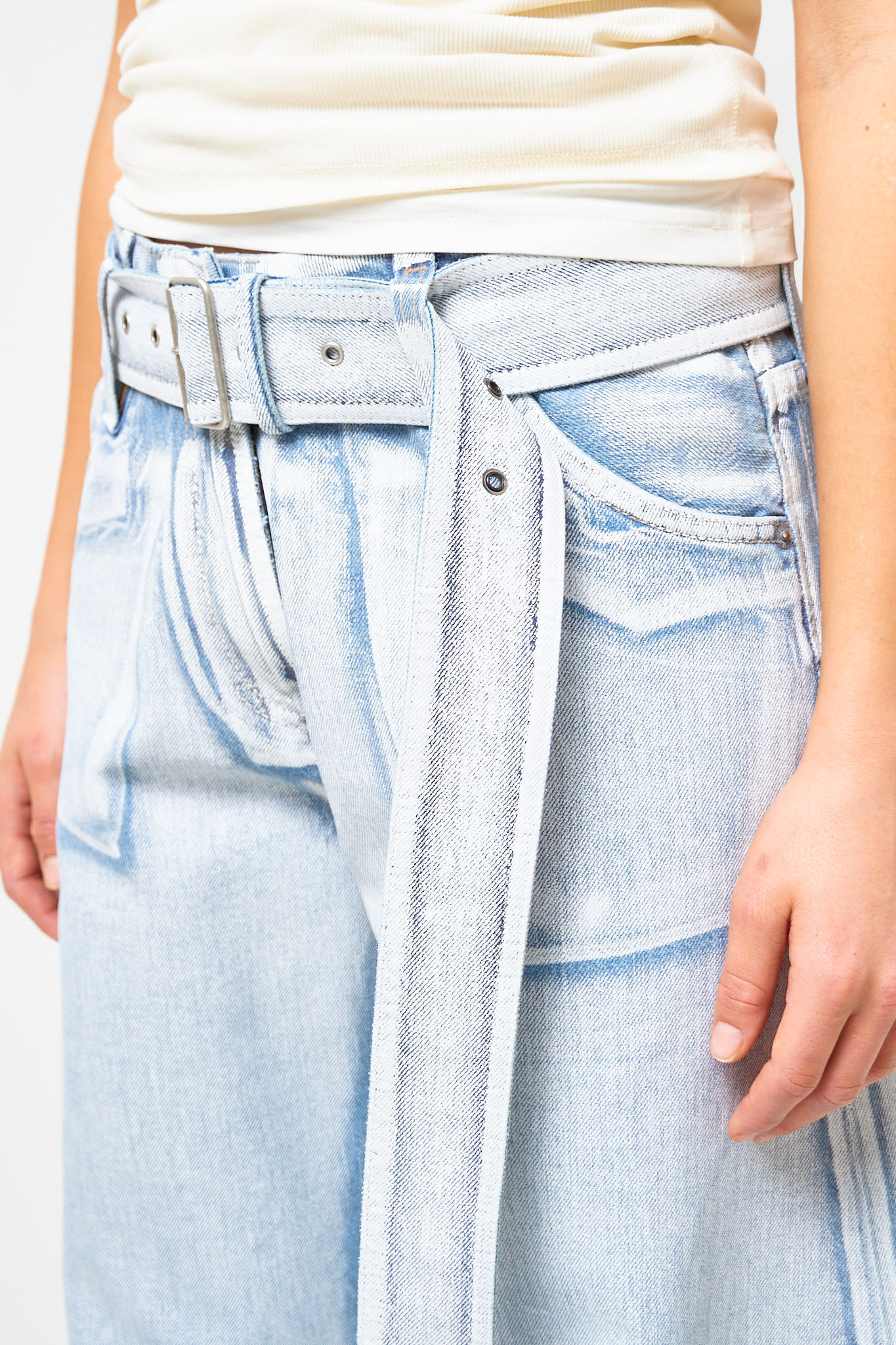 Belted Jeans Blue/White - Image 3