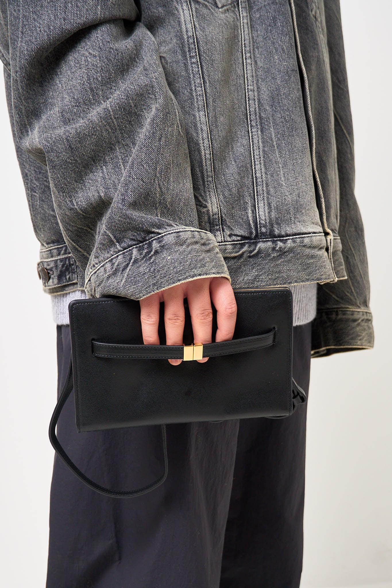 Belted Leather Crossbody Black - Image 2