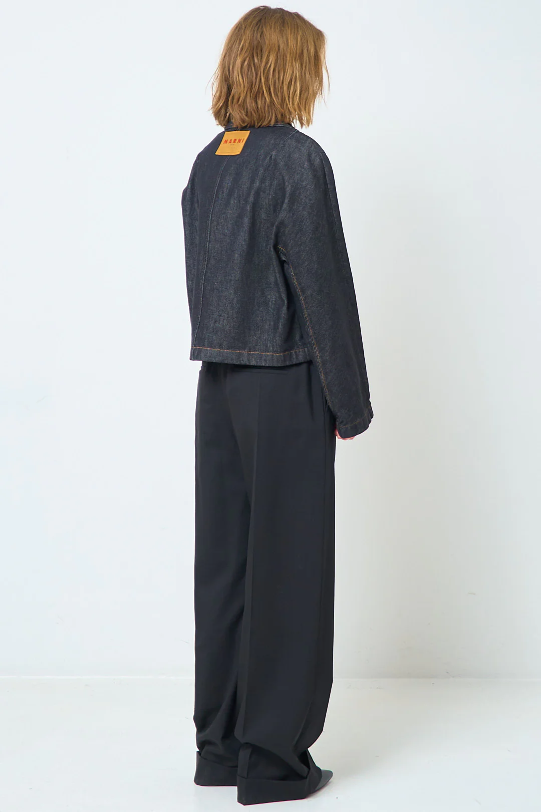Black Denim Jacket With Daisies - Image 7