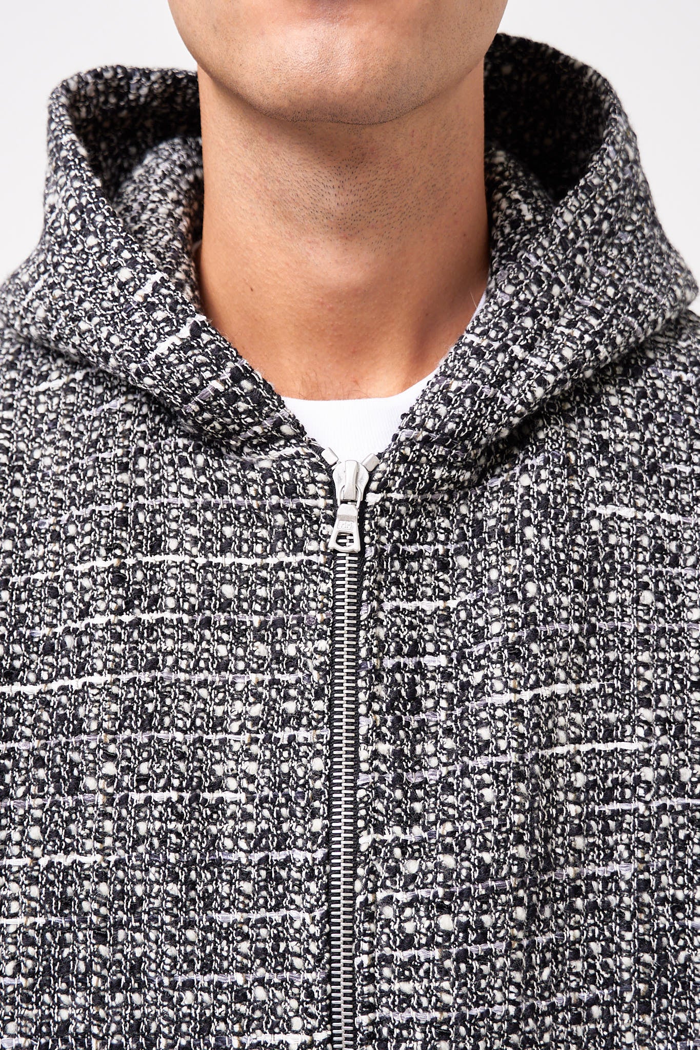 Bouclé Hooded Zip-Up Jacket Salt/Pepper - Image 12