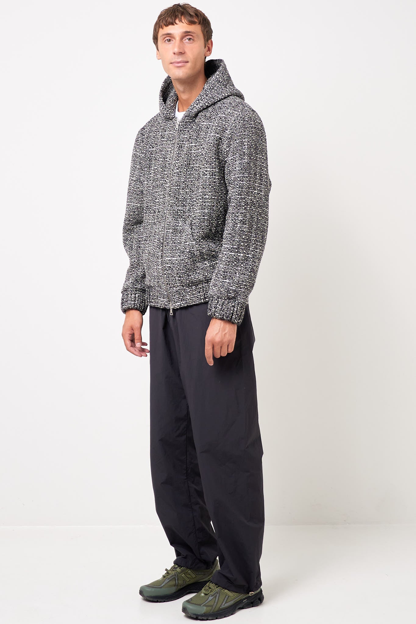 Bouclé Hooded Zip-Up Jacket Salt/Pepper - Image 14