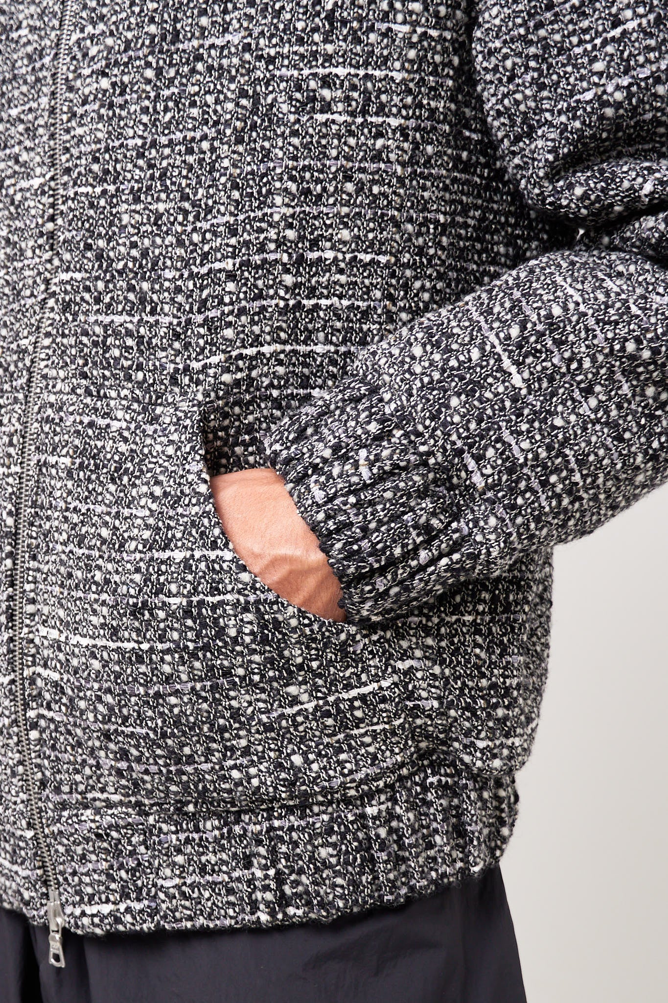 Bouclé Hooded Zip-Up Jacket Salt/Pepper - Image 15