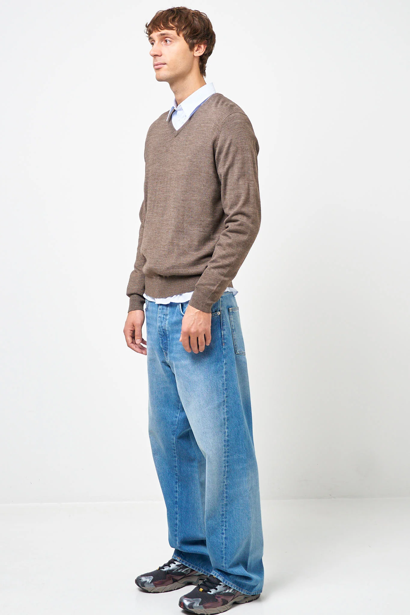 Carlo Merino V-Neck Knit Brown Melange - Image 2