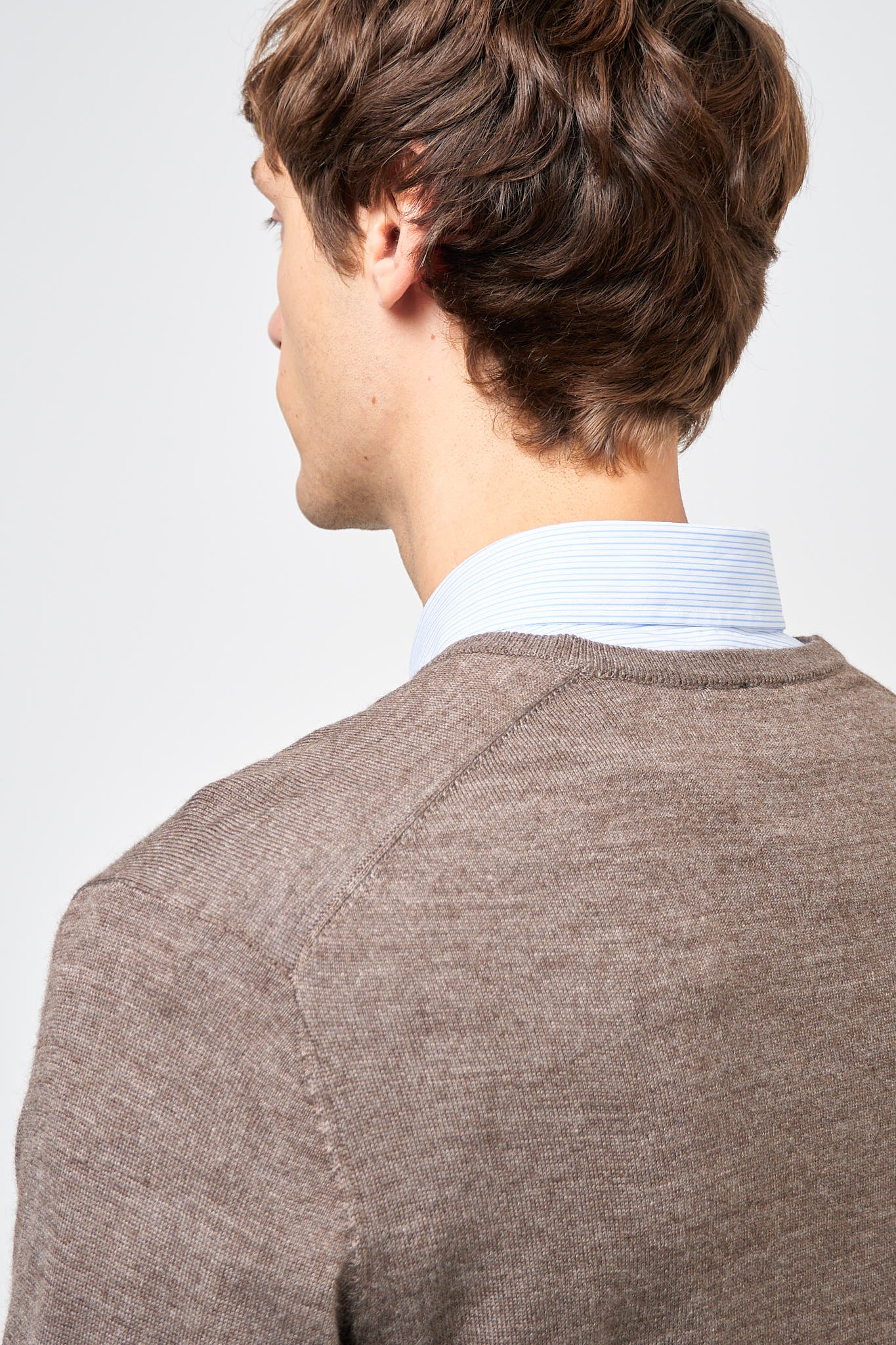 Carlo Merino V-Neck Knit Brown Melange - Image 5