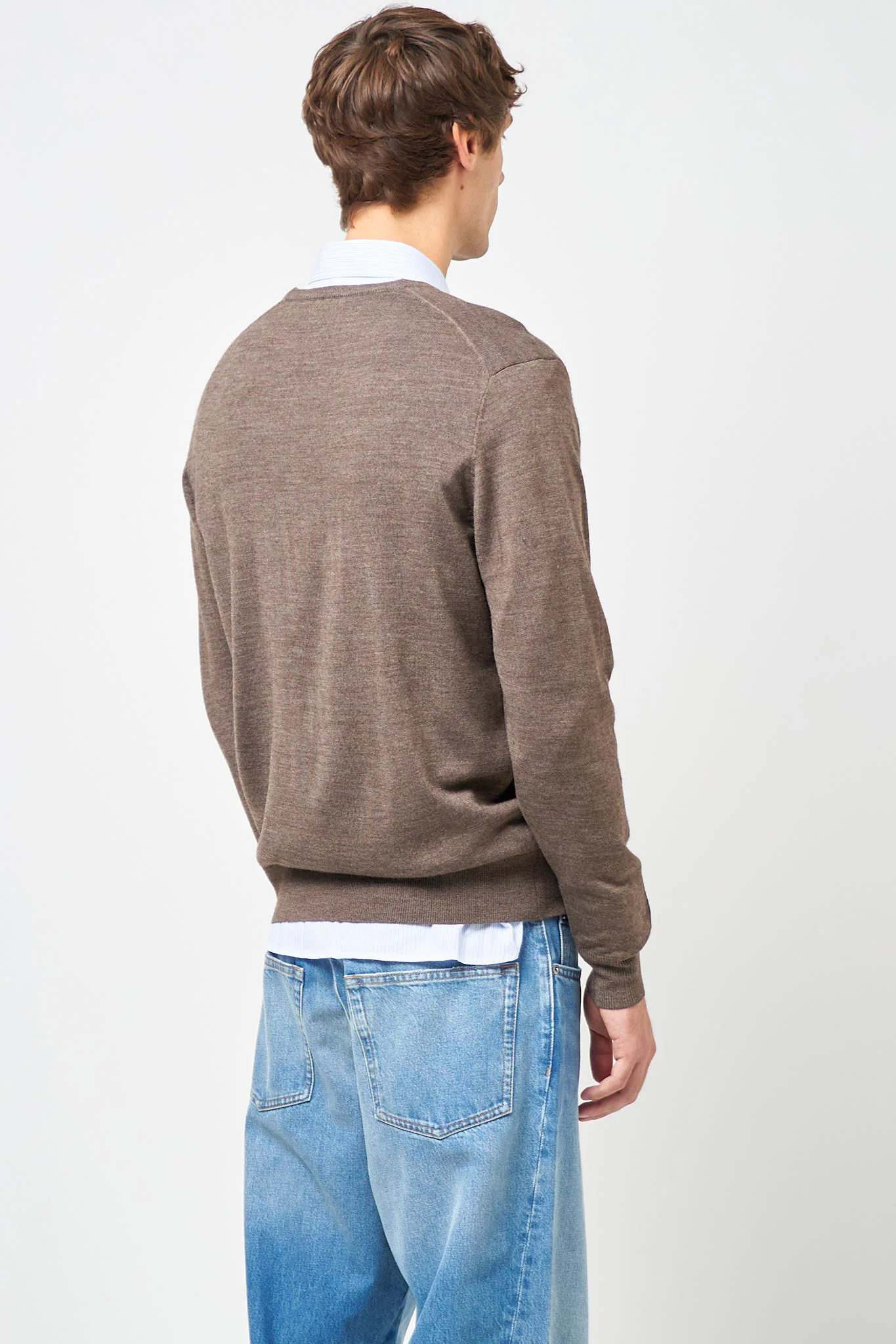 Carlo Merino V-Neck Knit Brown Melange - Image 7