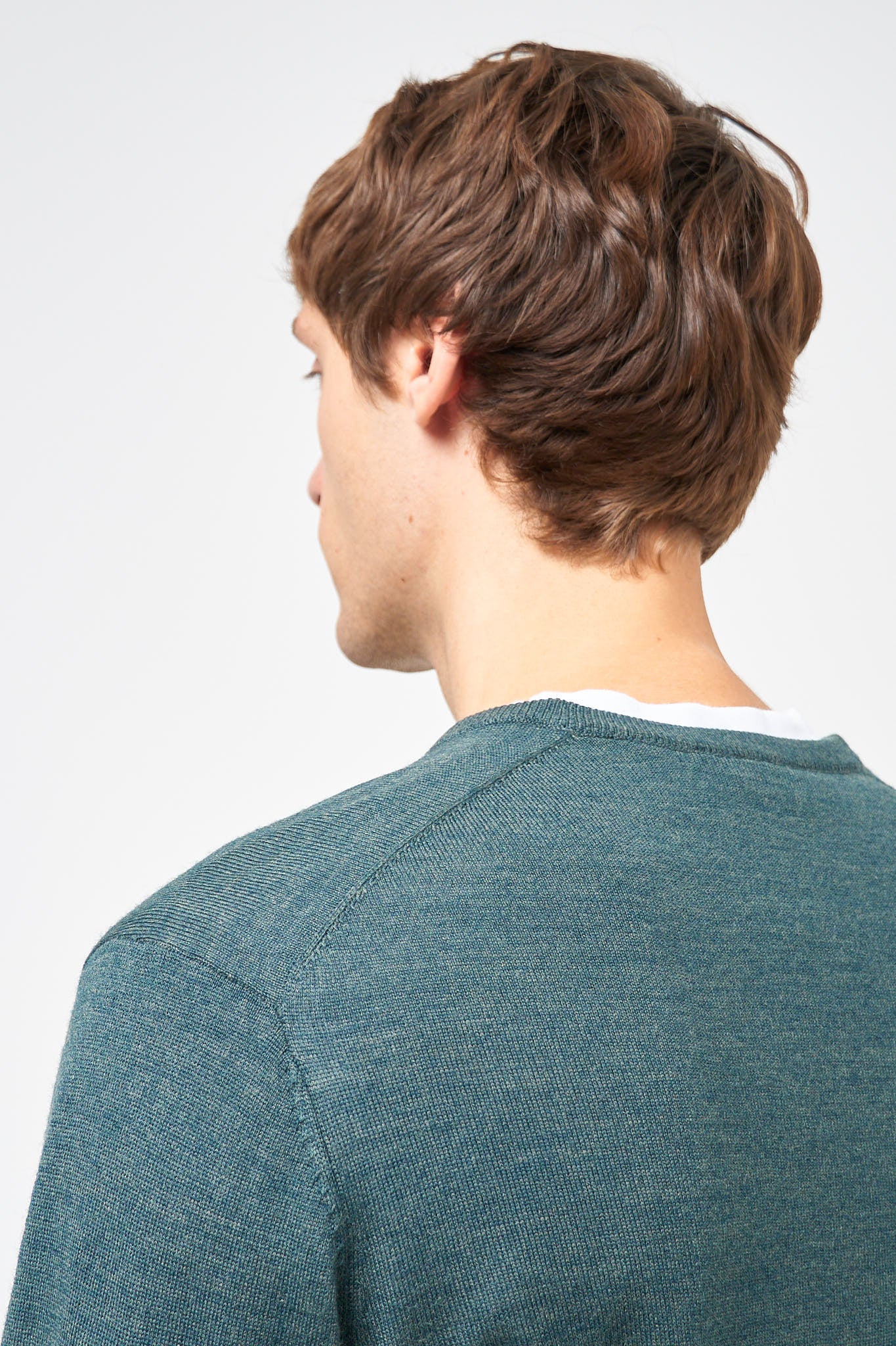 Carlo Merino V-Neck Knit Green Melange - Image 4
