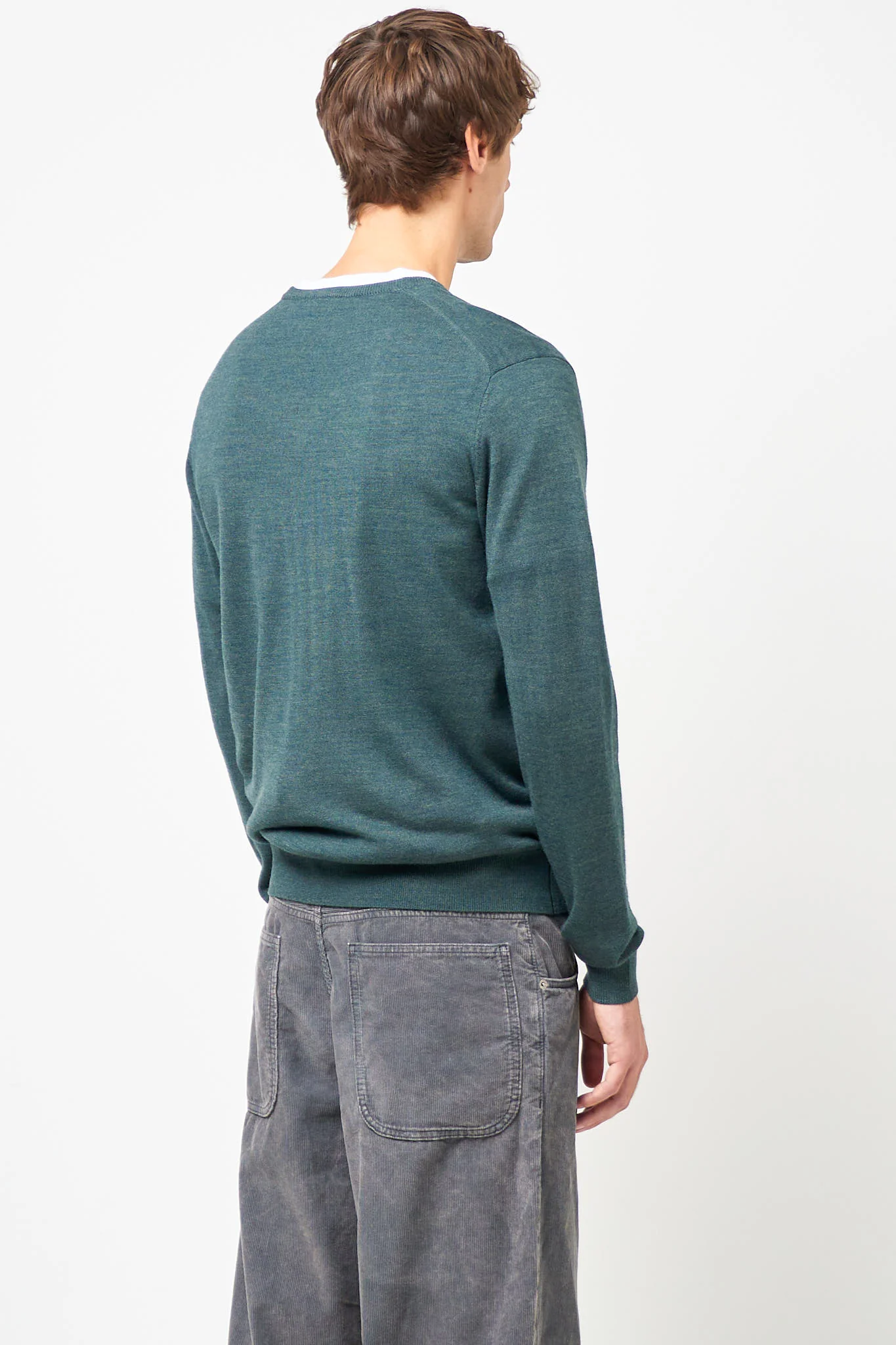 Carlo Merino V-Neck Knit Green Melange - Image 7