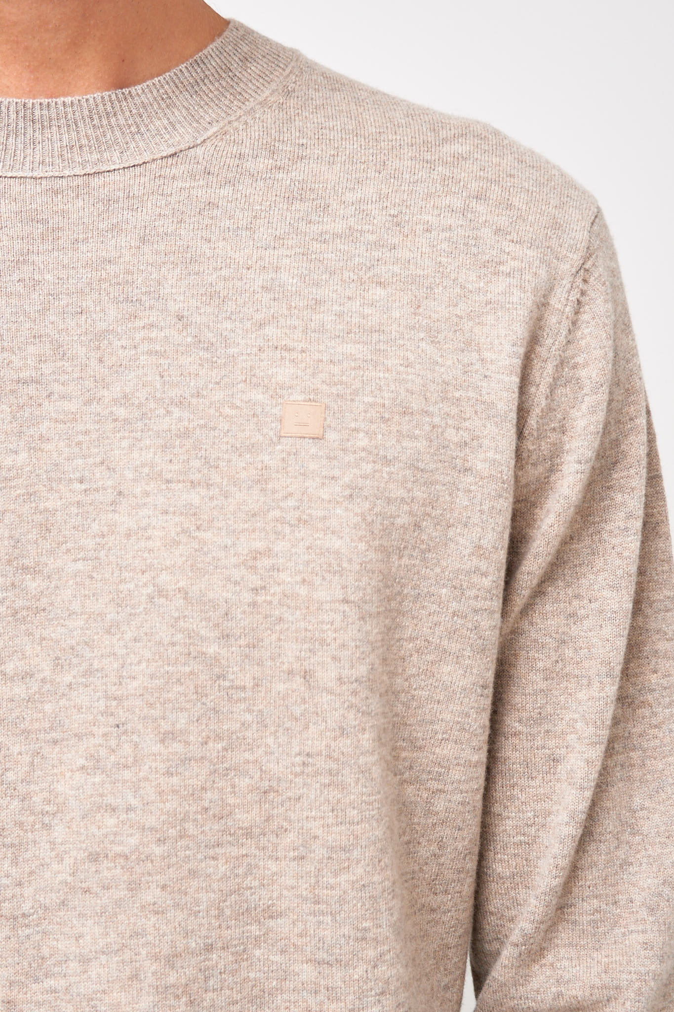 Crewneck Wool Jumper Greige Melange - Image 3