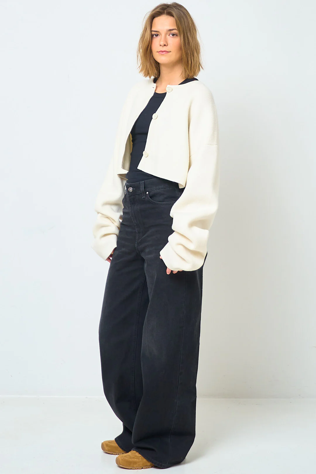 Cropped Oversized Cardigan Milk - Image 2