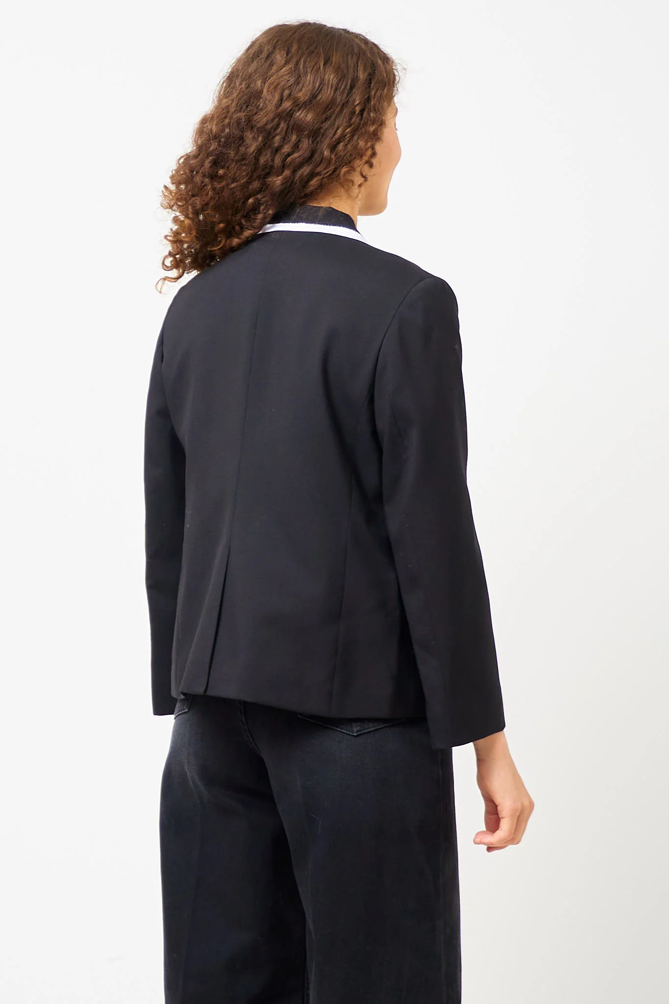 Cropped Tropical Wool Blazer Black - Image 7