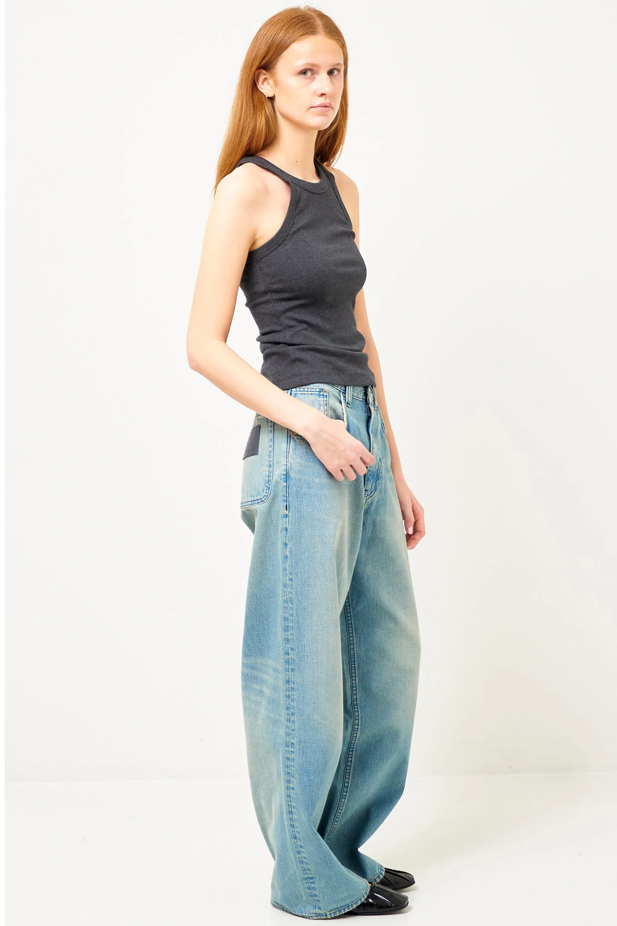 Curved Rib Tank Charcoal Melange - Image 2