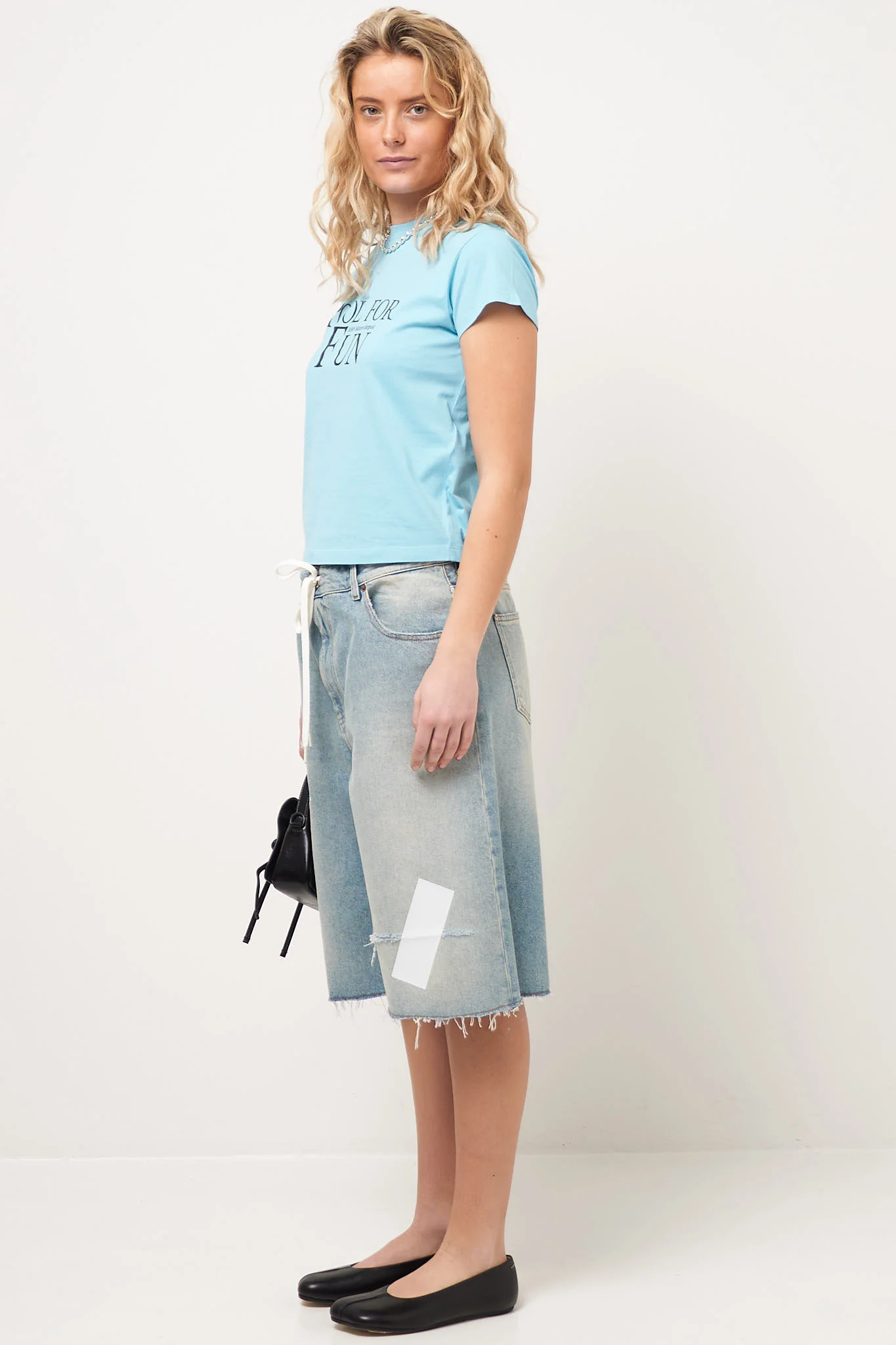 Denim Patch Shorts Light Blue - Image 2