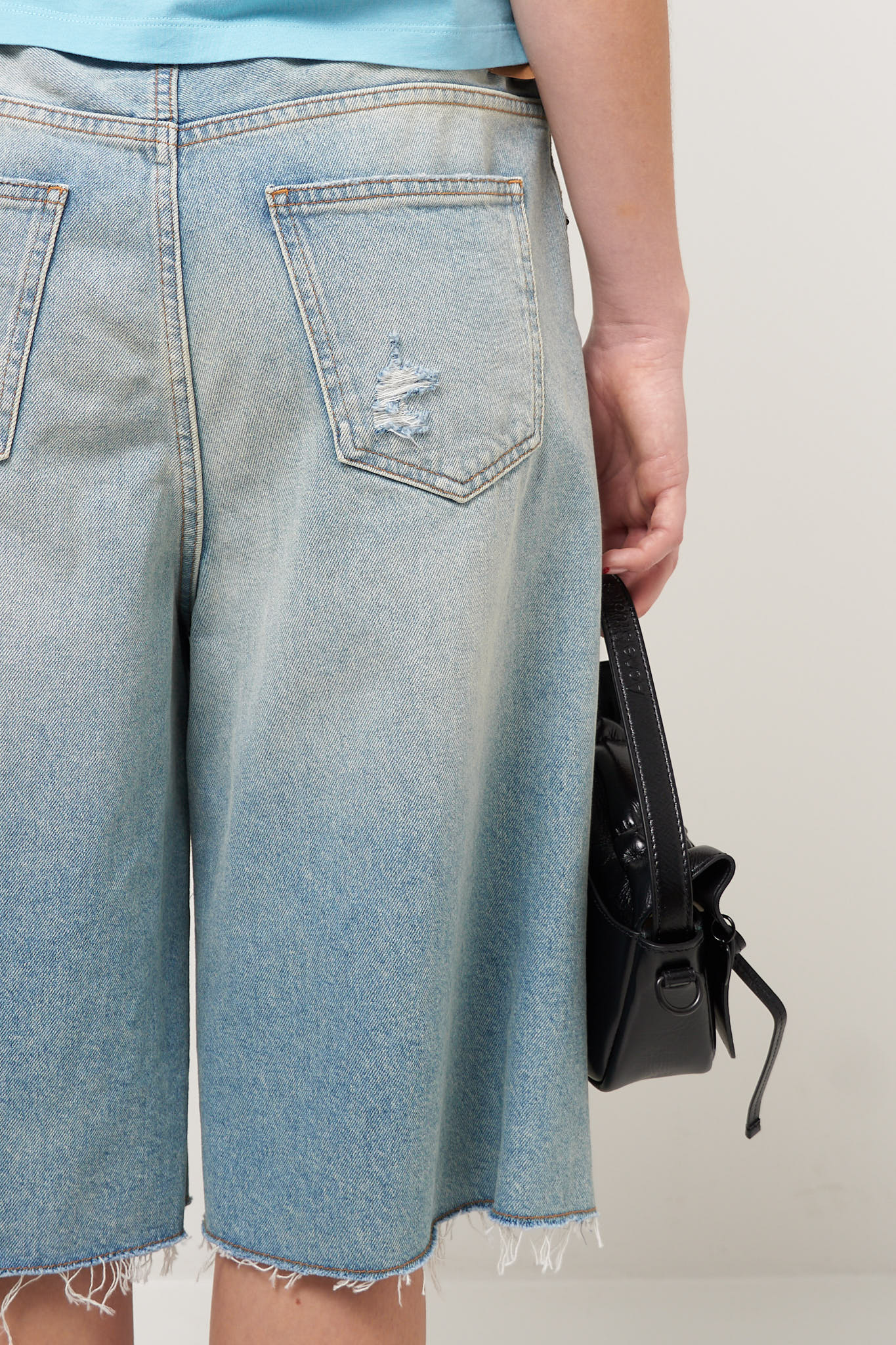 Denim Patch Shorts Light Blue - Image 5