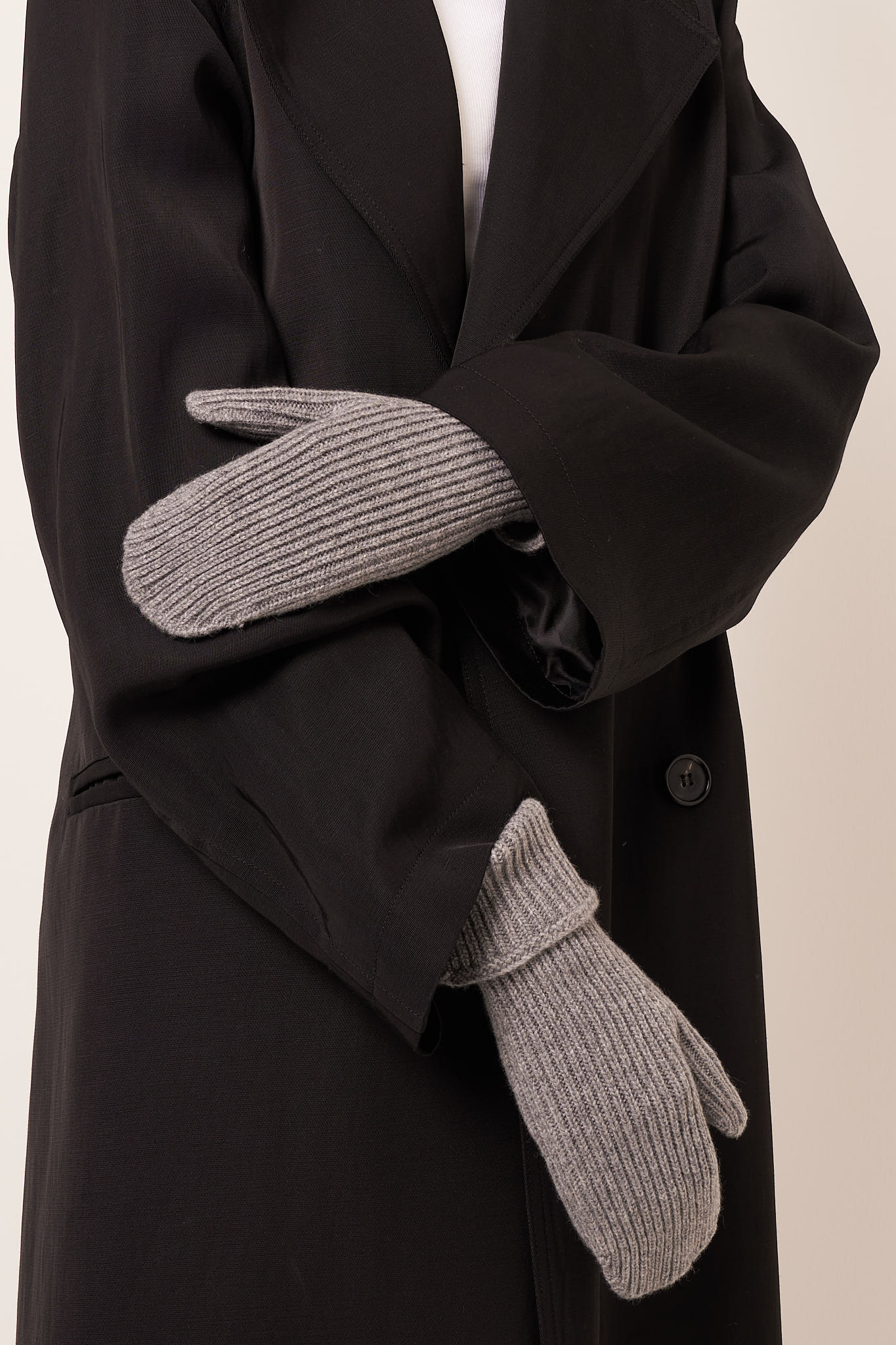 Emma Cashmere Mittens Grey Melange - Image 2