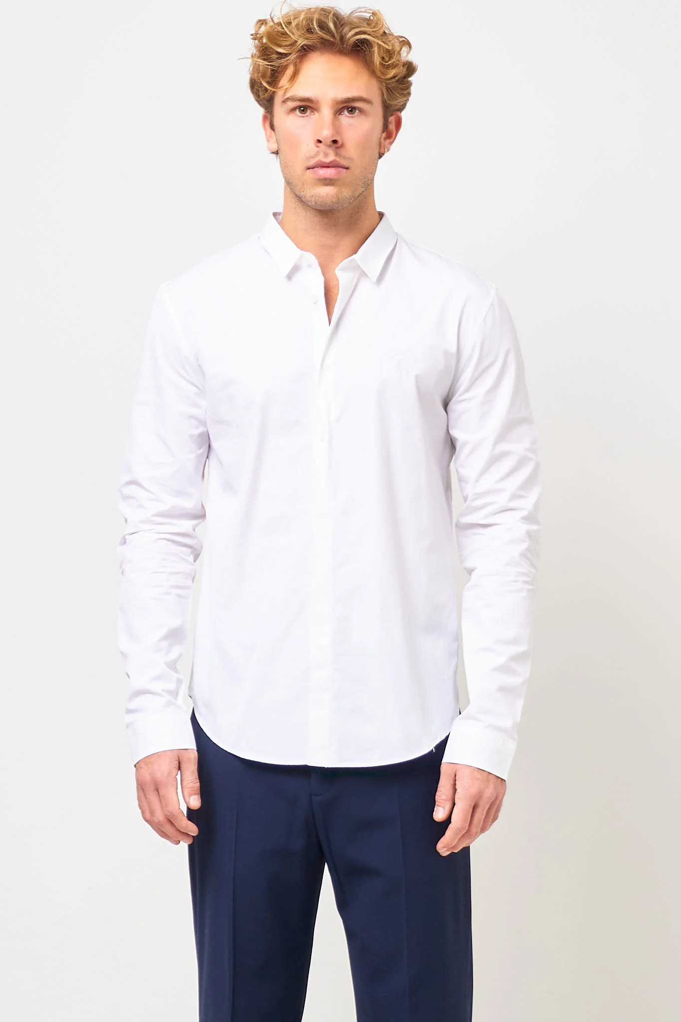 Fitted Button-Up Shirt White