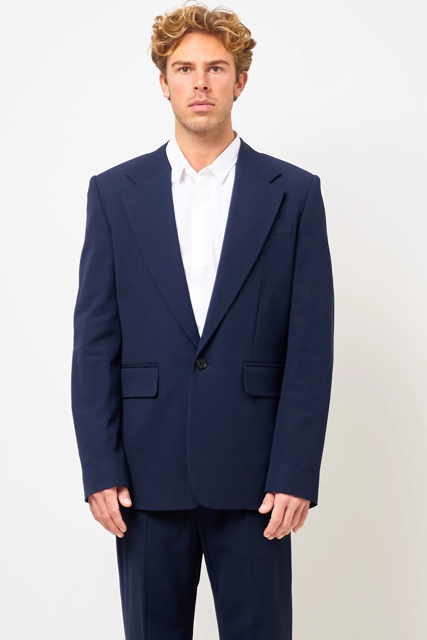 Fitted Suit Jacket Navy - Image 6