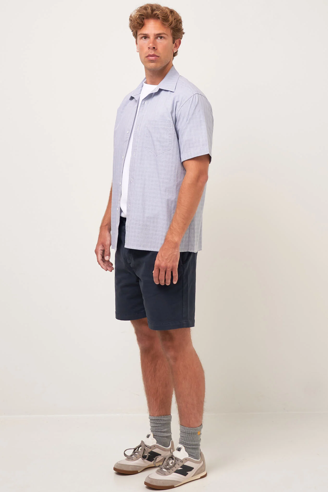 Flight Shirt Microcheck Stone - Image 3