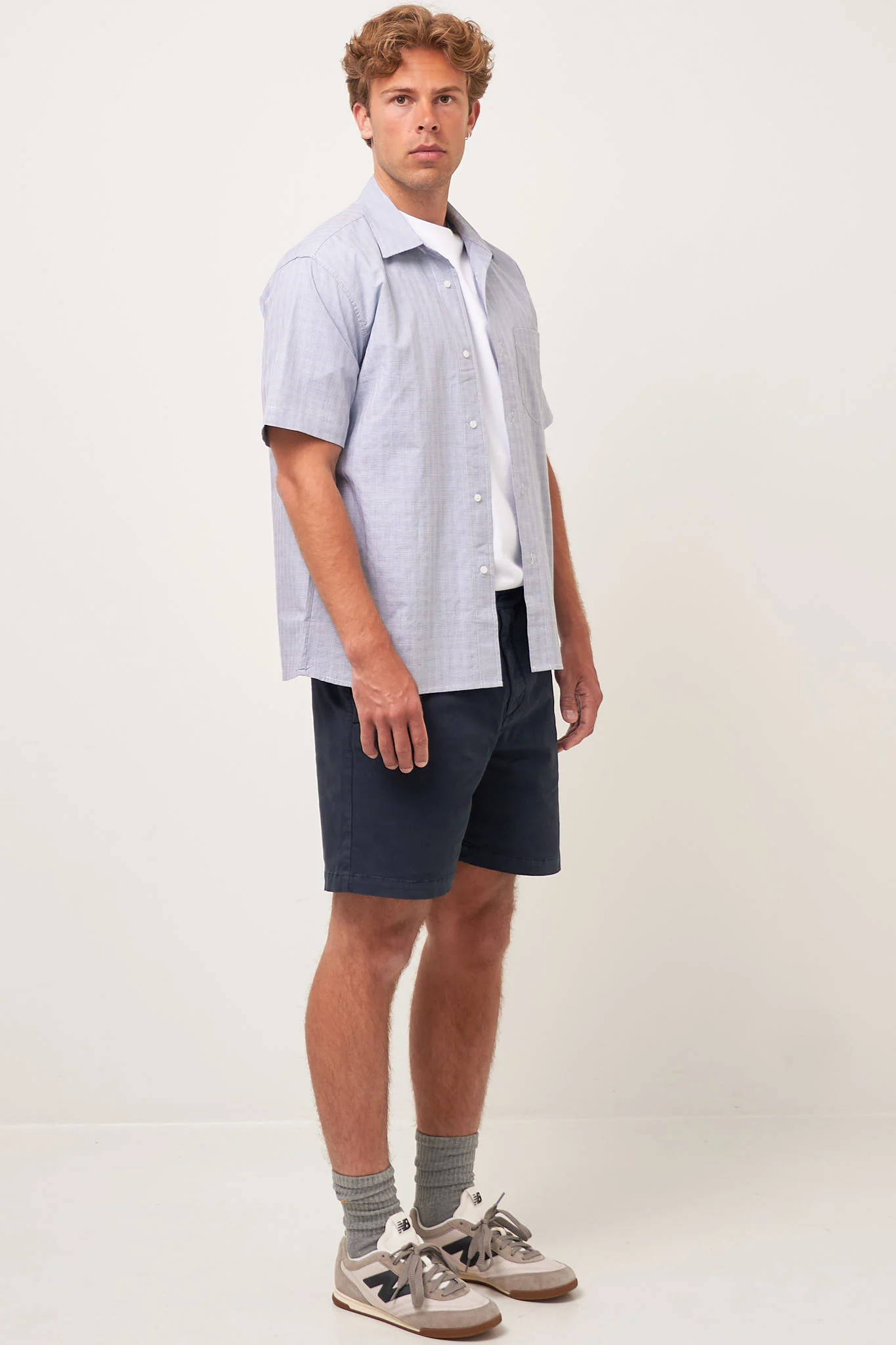 Flight Shirt Microcheck Stone - Image 5