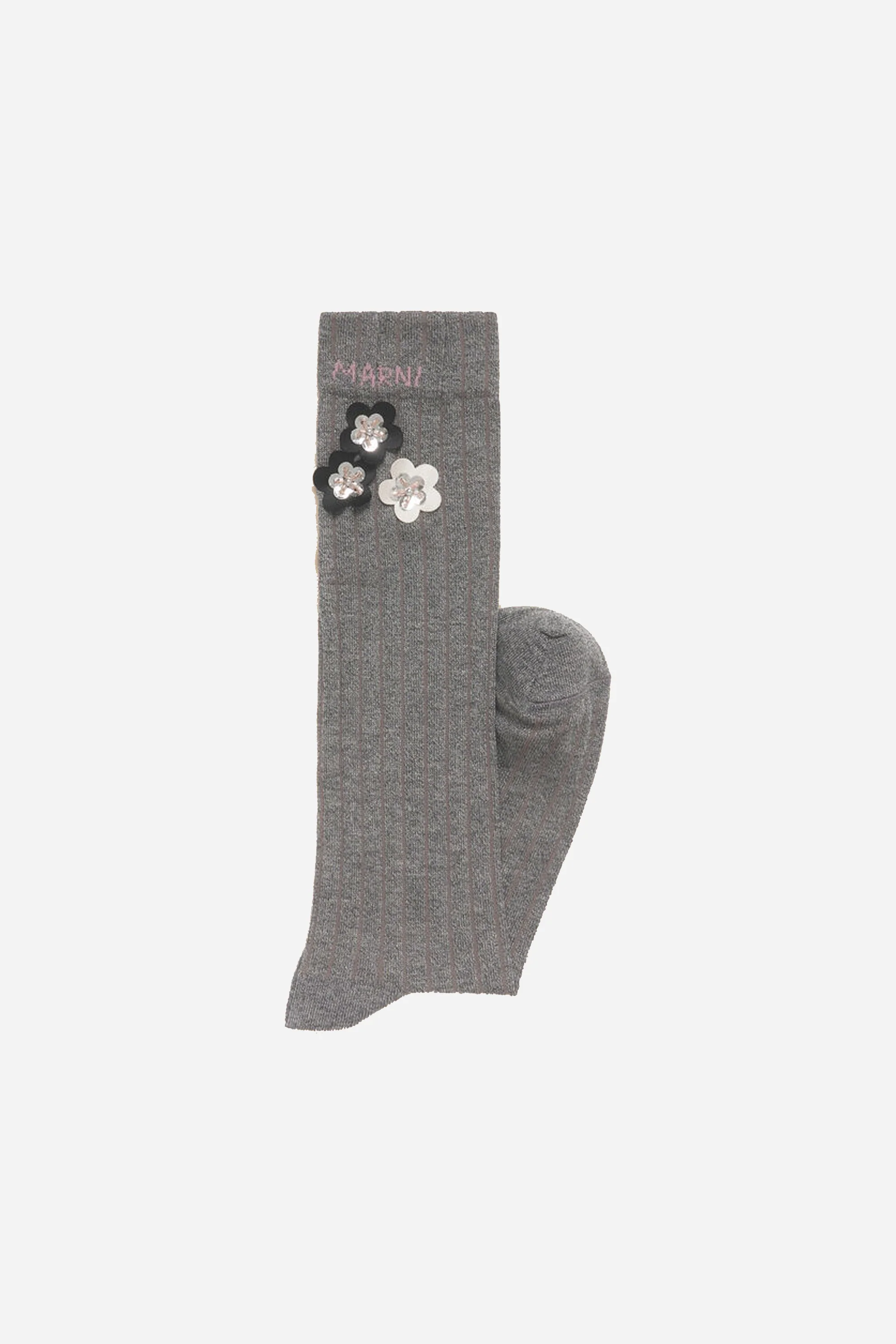 Flower Patch Socks Grey/Rose - Image 3