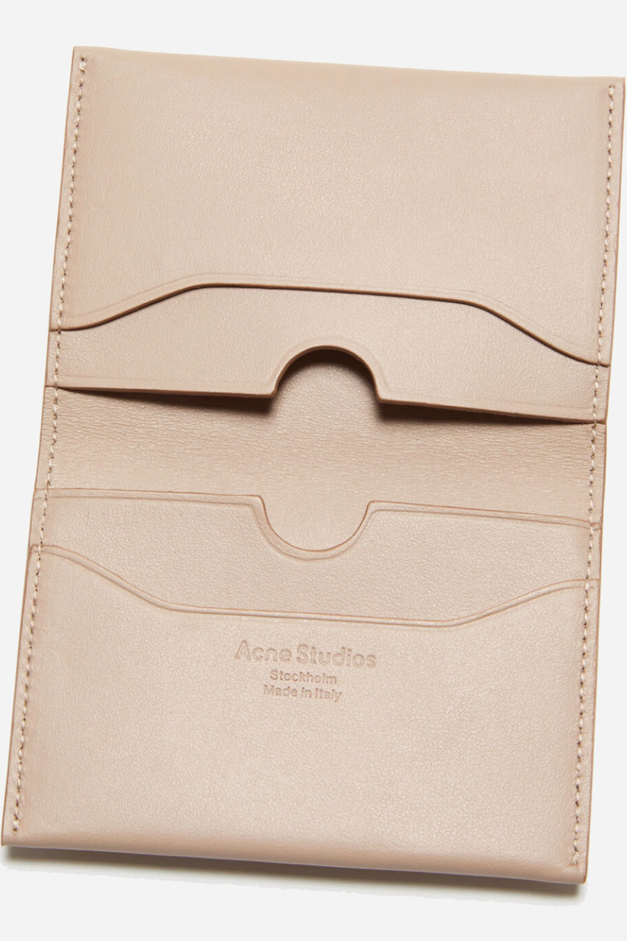 Folded Leather Wallet Taupe Beige - Image 2