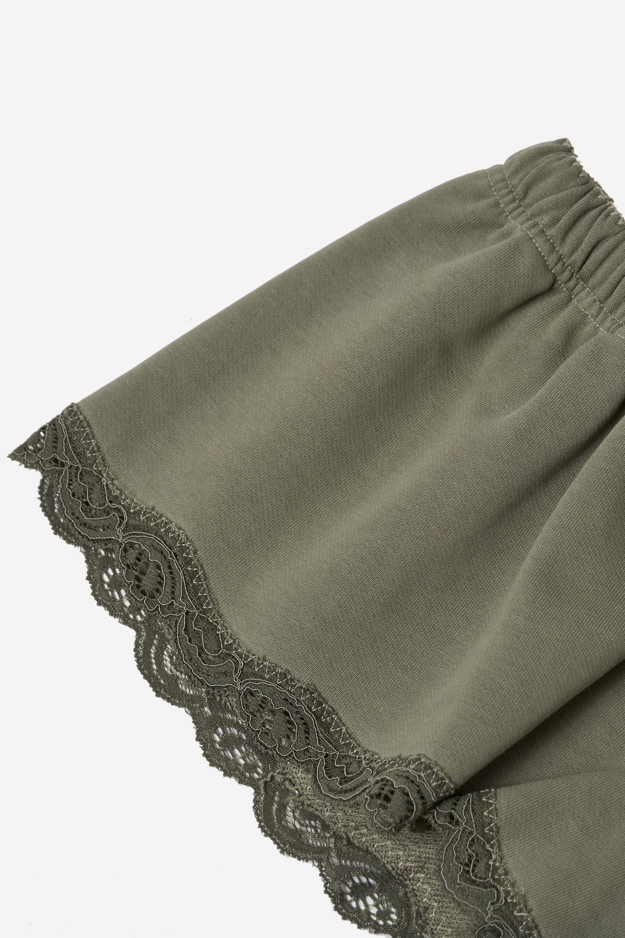 Lace Mini Sweatshorts Khaki - Image 3