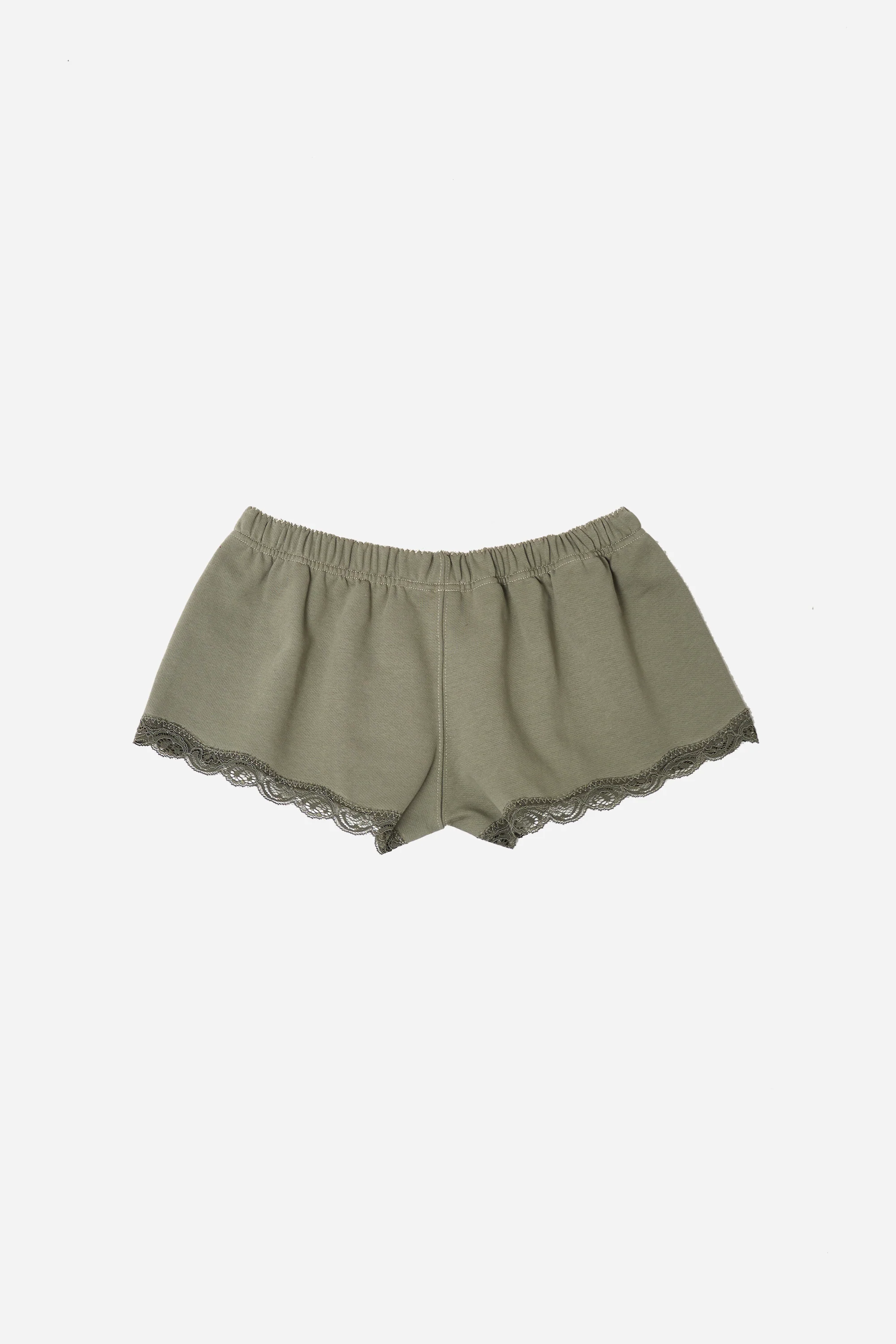 Lace Mini Sweatshorts Khaki - Image 4
