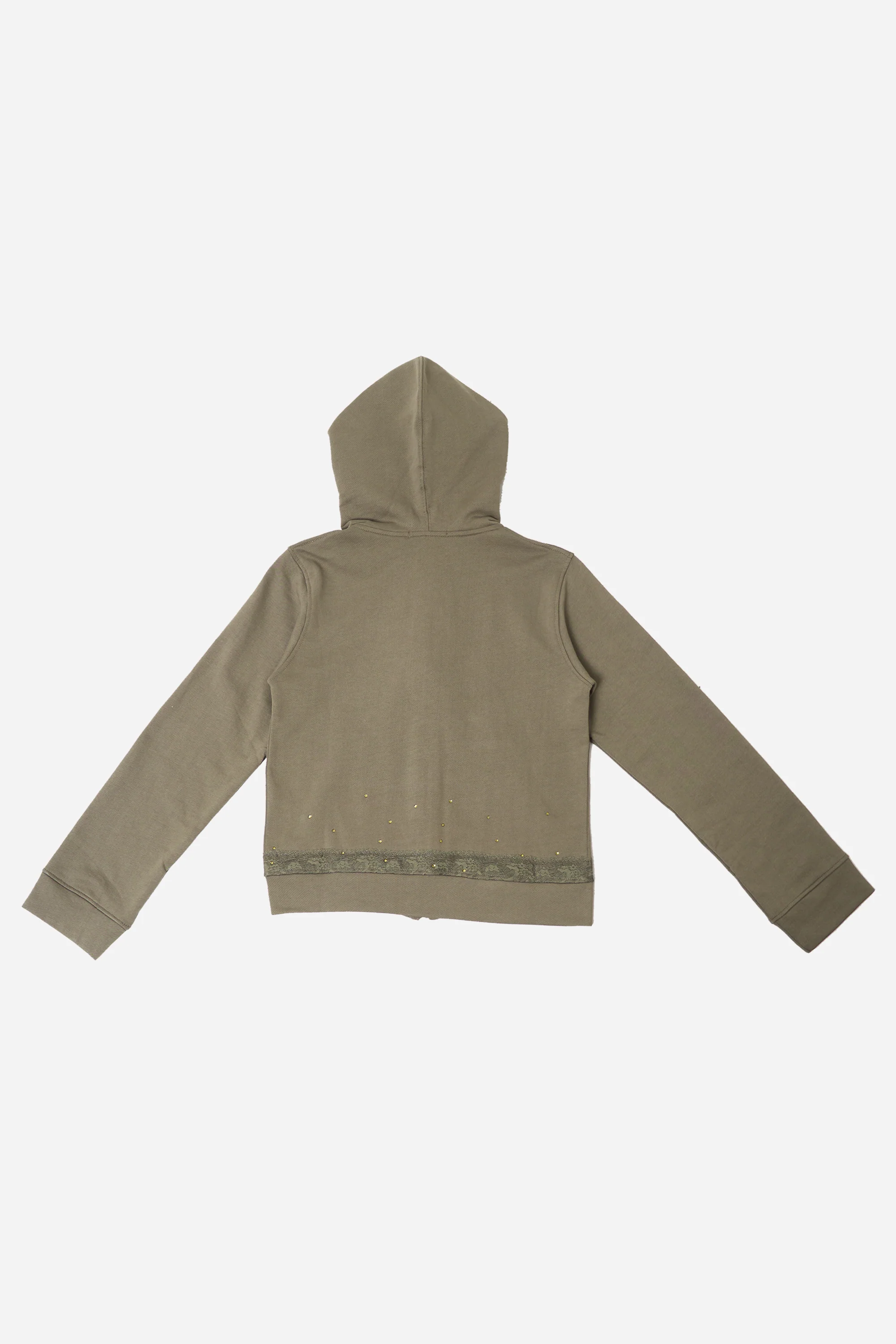 Lace Zip Up Hoodie Khaki - Image 5