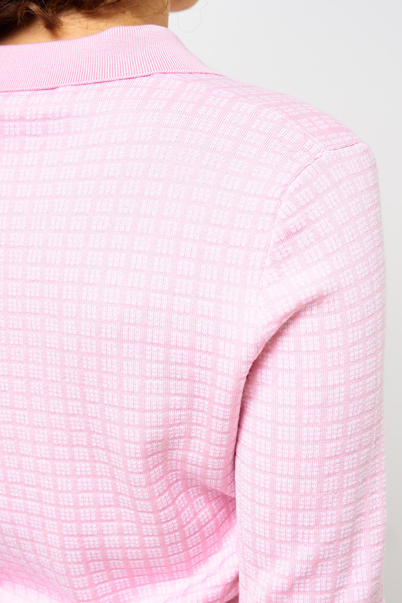 L/S Wool And Silk Polo Alabaster Check - Image 3
