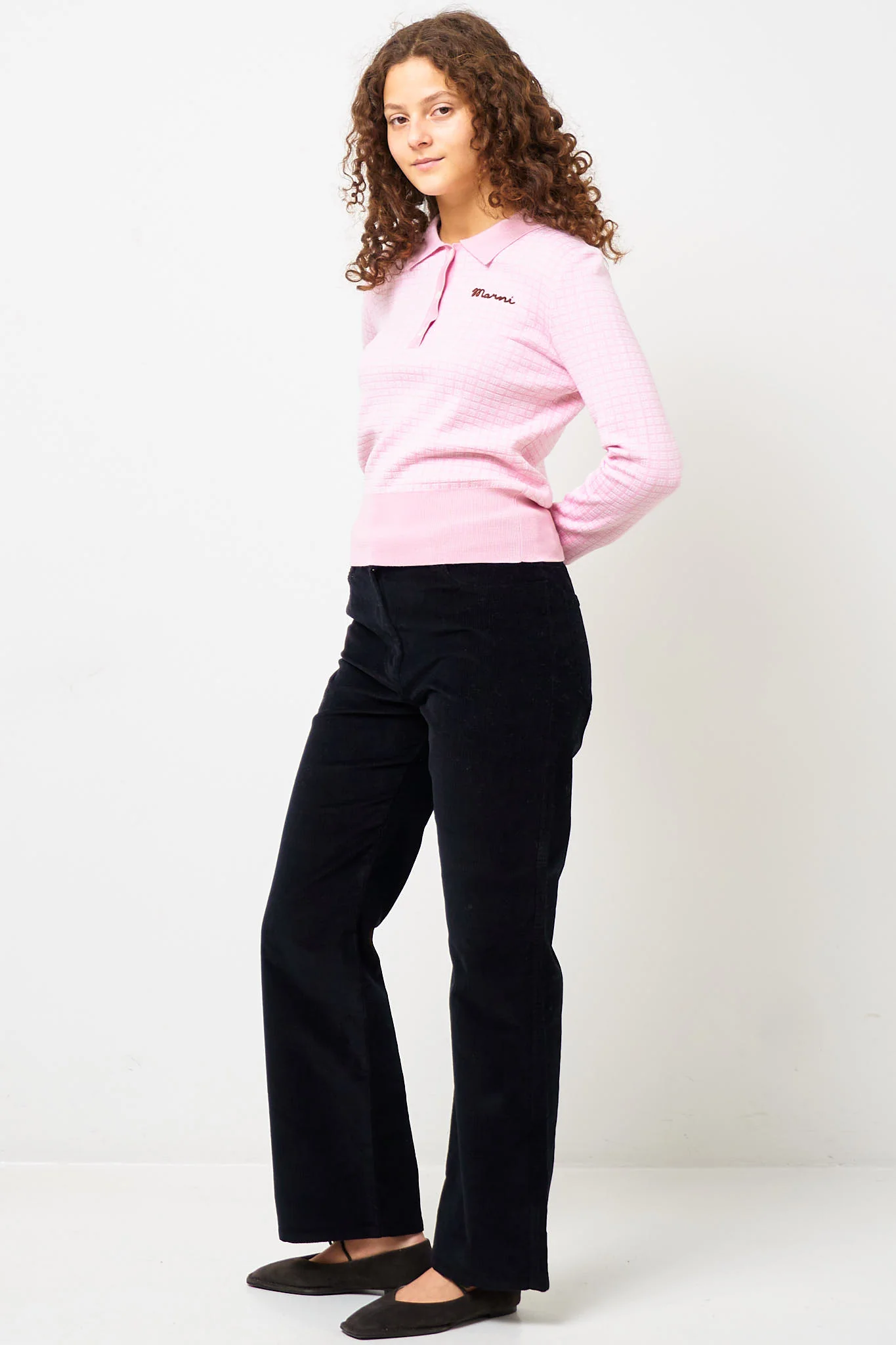 L/S Wool And Silk Polo Alabaster Check - Image 4