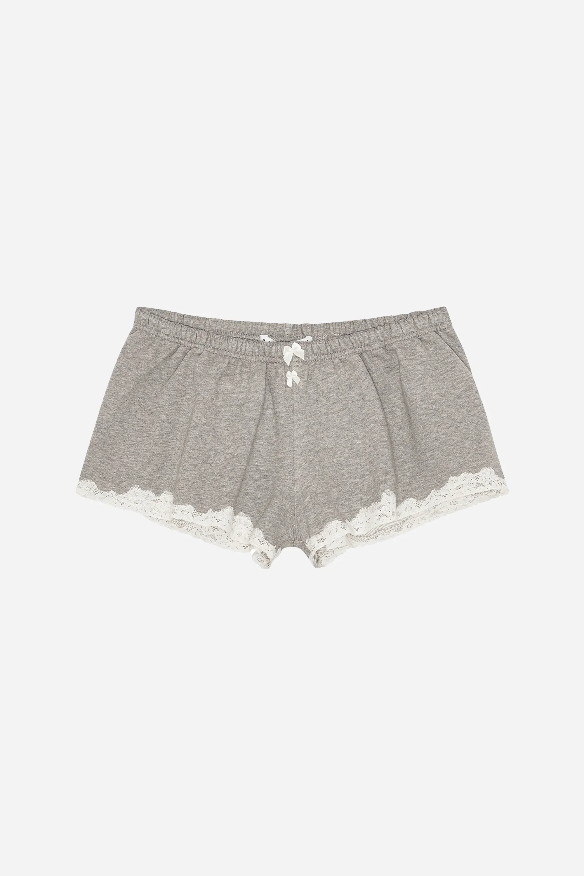Lace Mini Sweatshorts Light Grey Melange