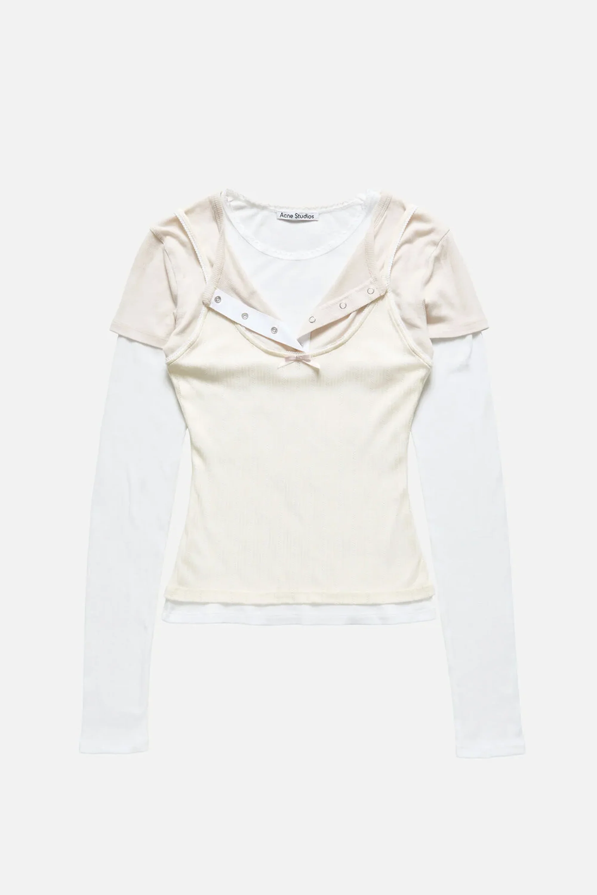 Layered Jersey Shirt With Bow White/Off White