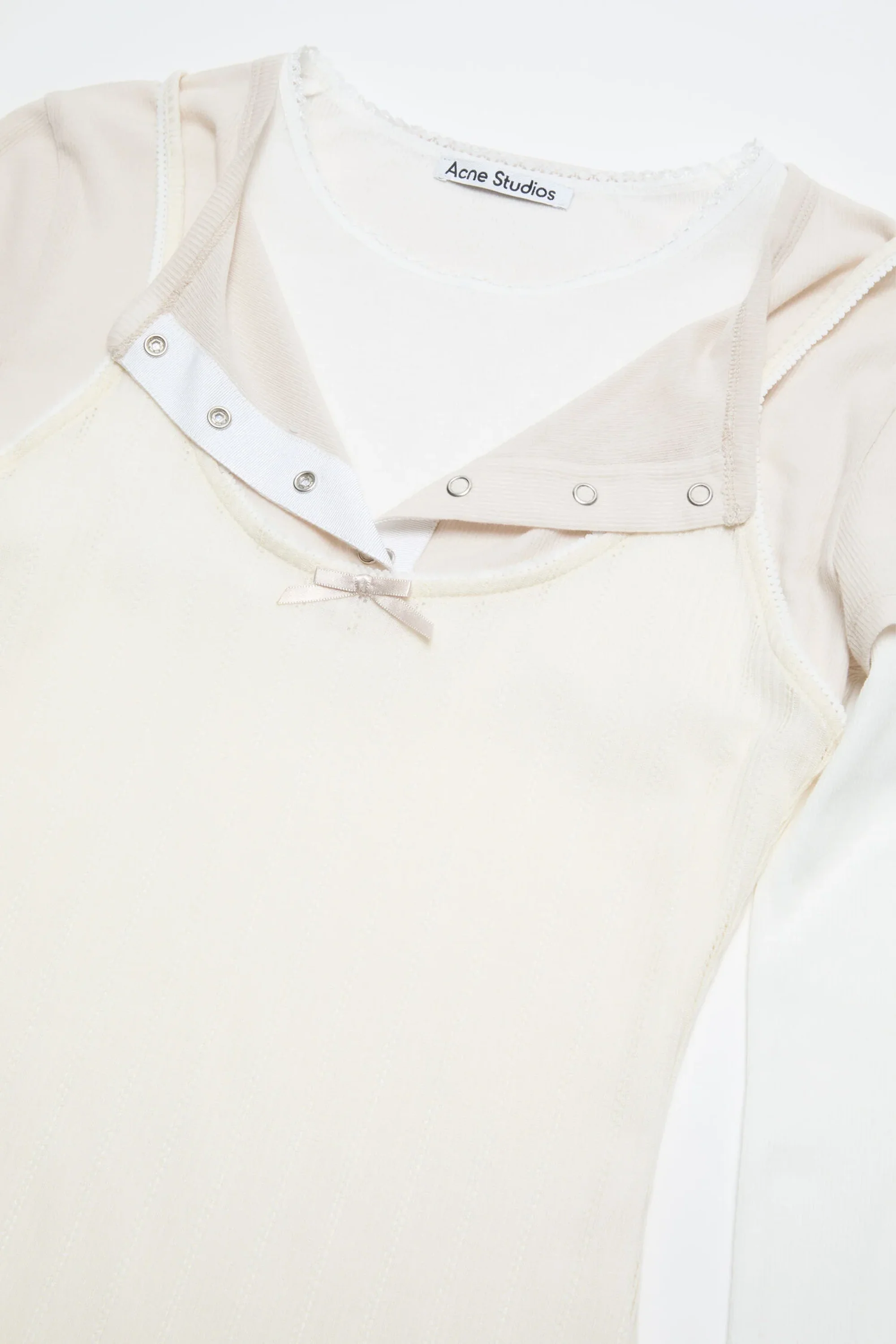 Layered Jersey Shirt With Bow White/Off White - Image 2