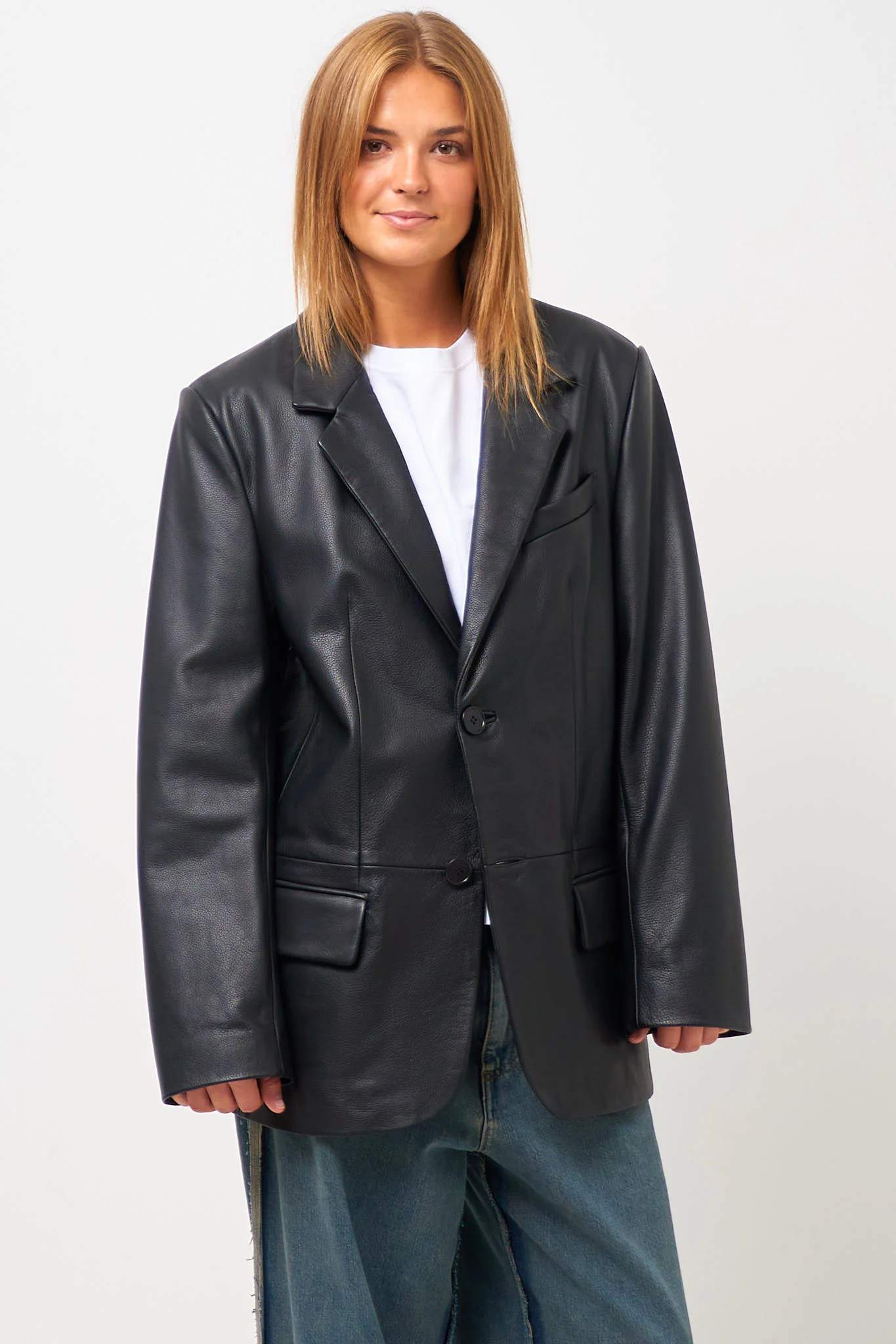 Leather Blazer Black - Image 4