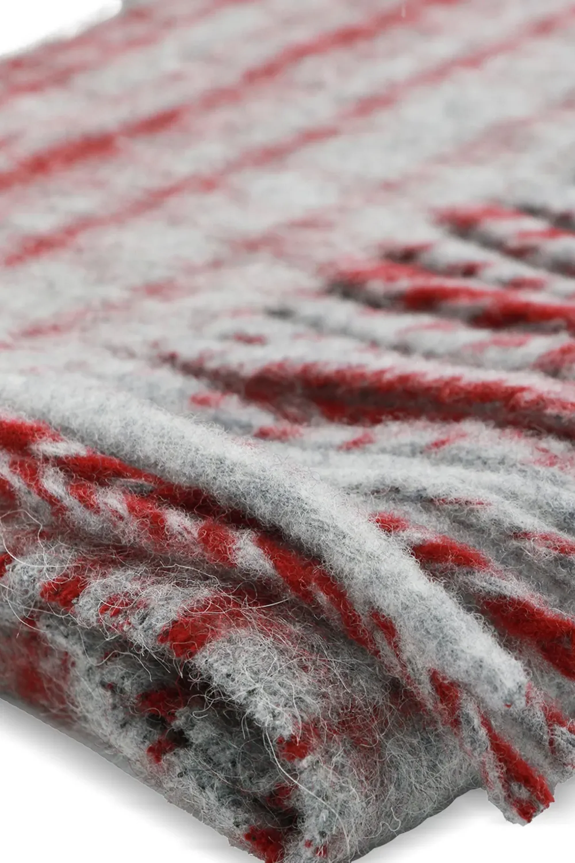 Wool Blend Scarf Red/Grey - Image 3