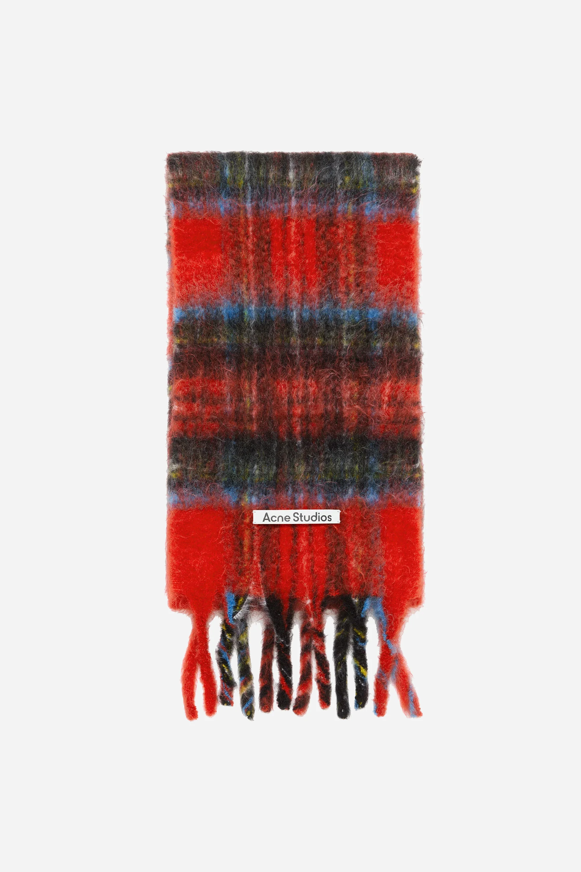 Mohair Check Scarf Red/Blue