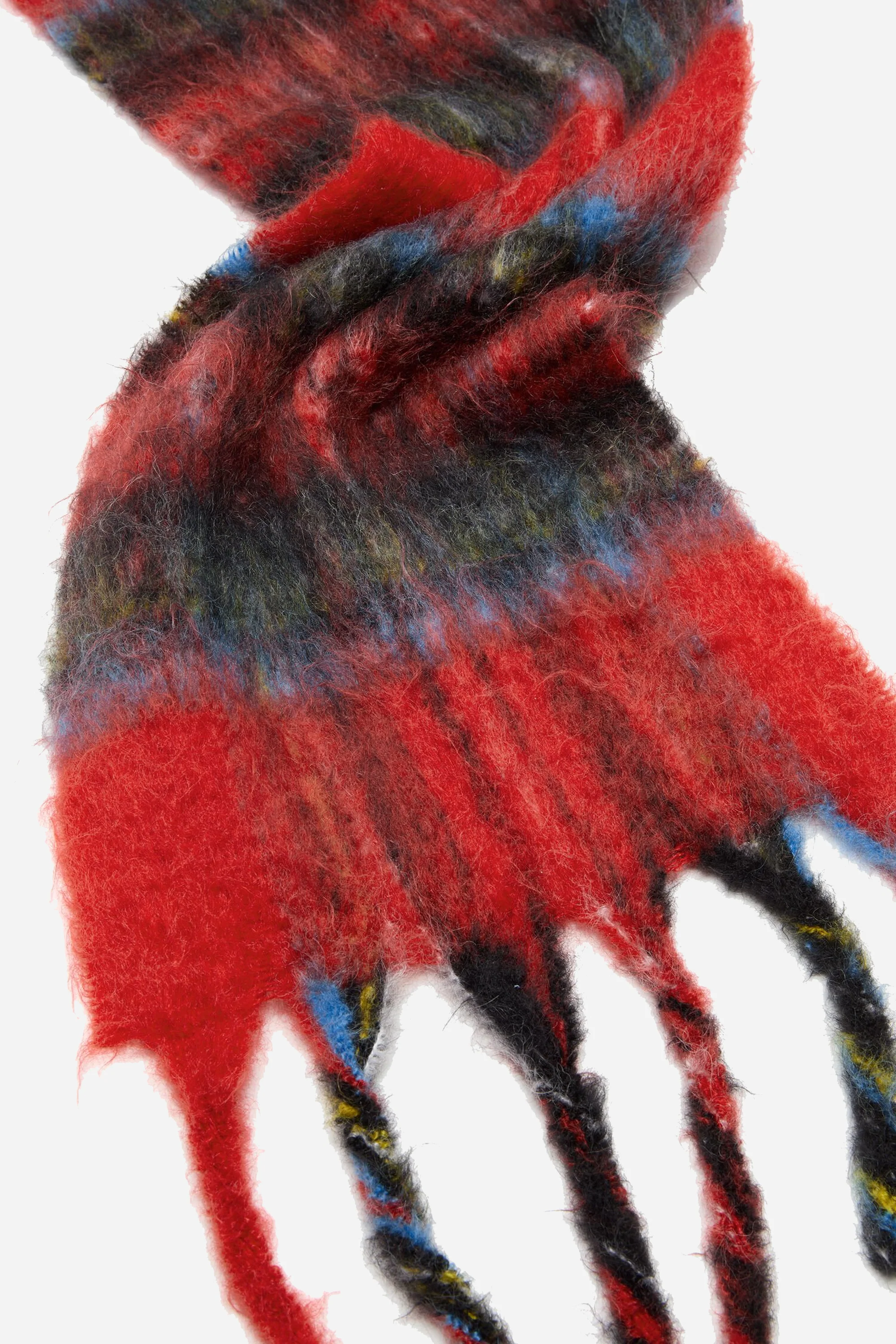 Mohair Check Scarf Red/Blue - Image 6