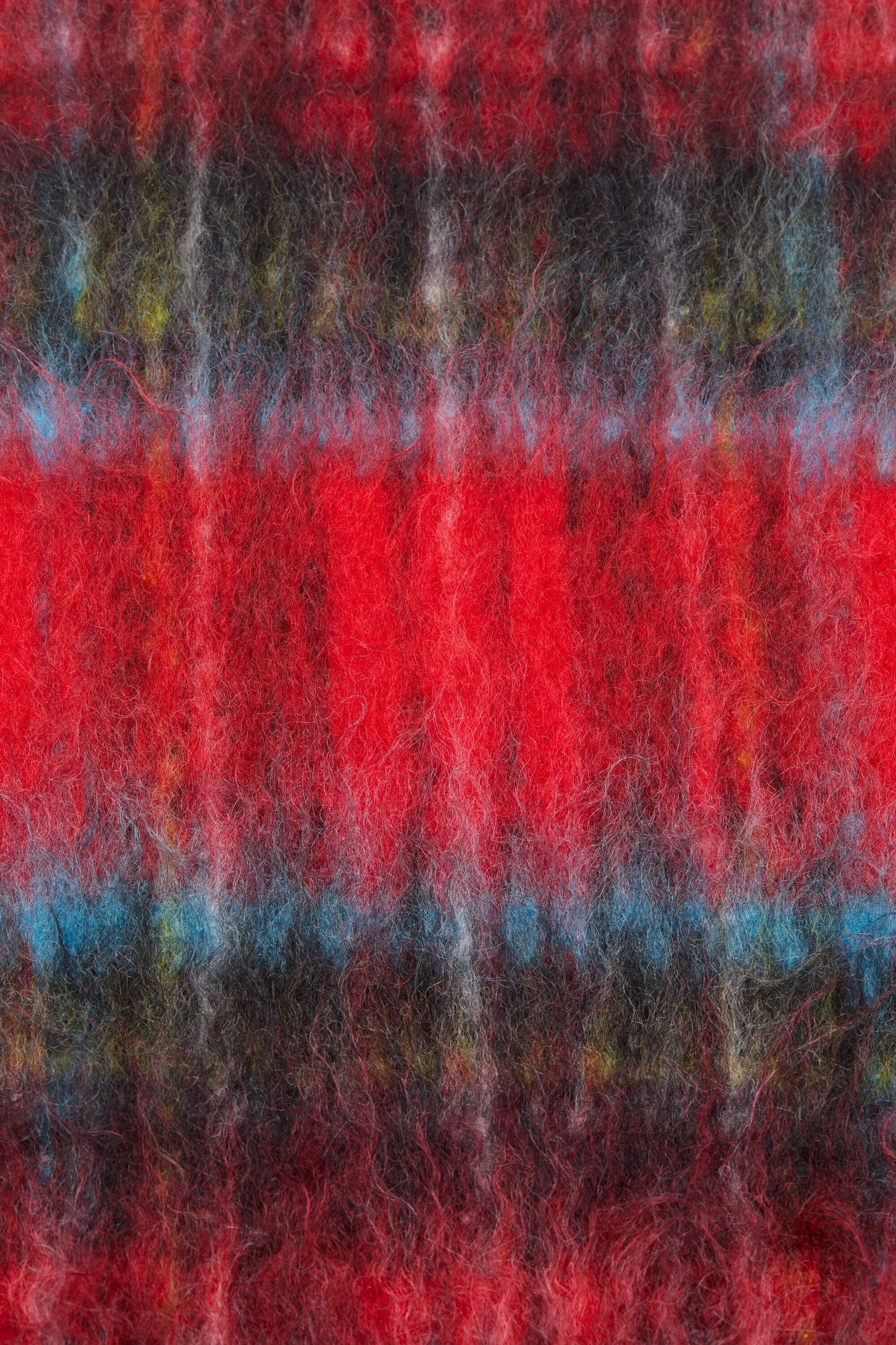 Mohair Check Scarf Red/Blue - Image 7