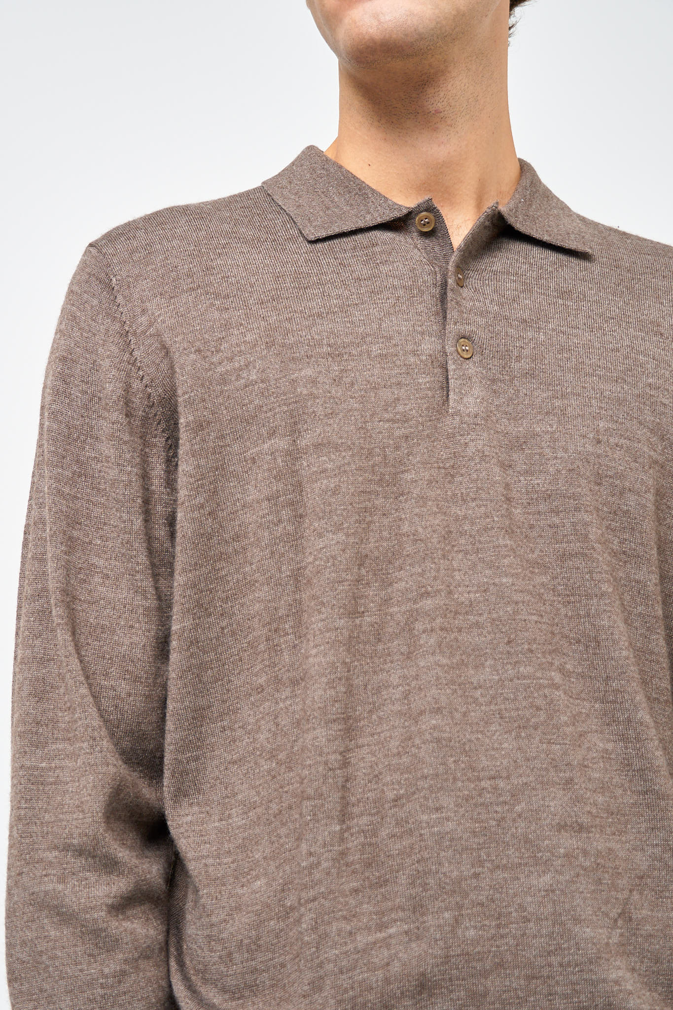 Otto Merino Polo Brown Melange - Image 2