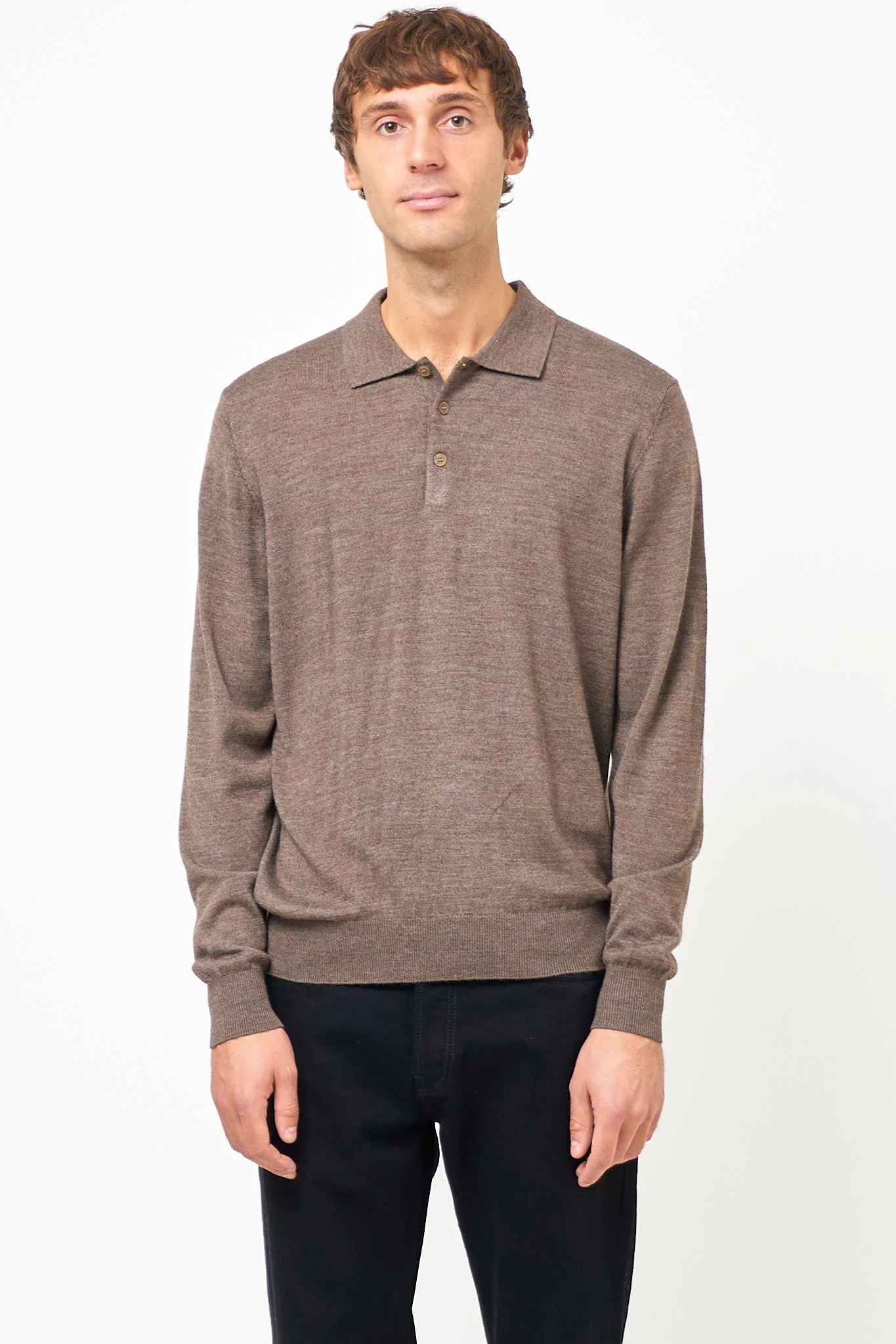 Otto Merino Polo Brown Melange - Image 3