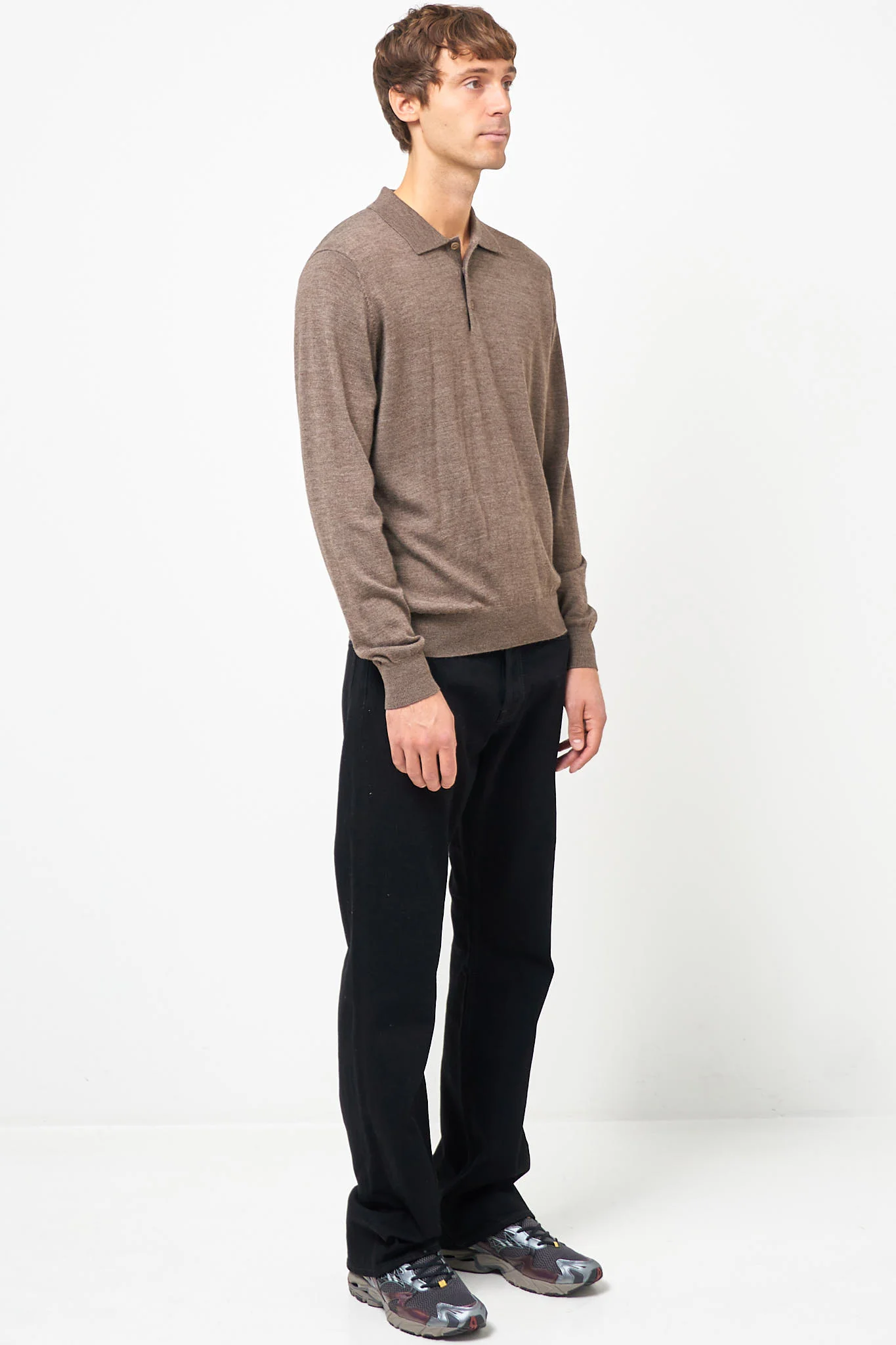Otto Merino Polo Brown Melange - Image 5
