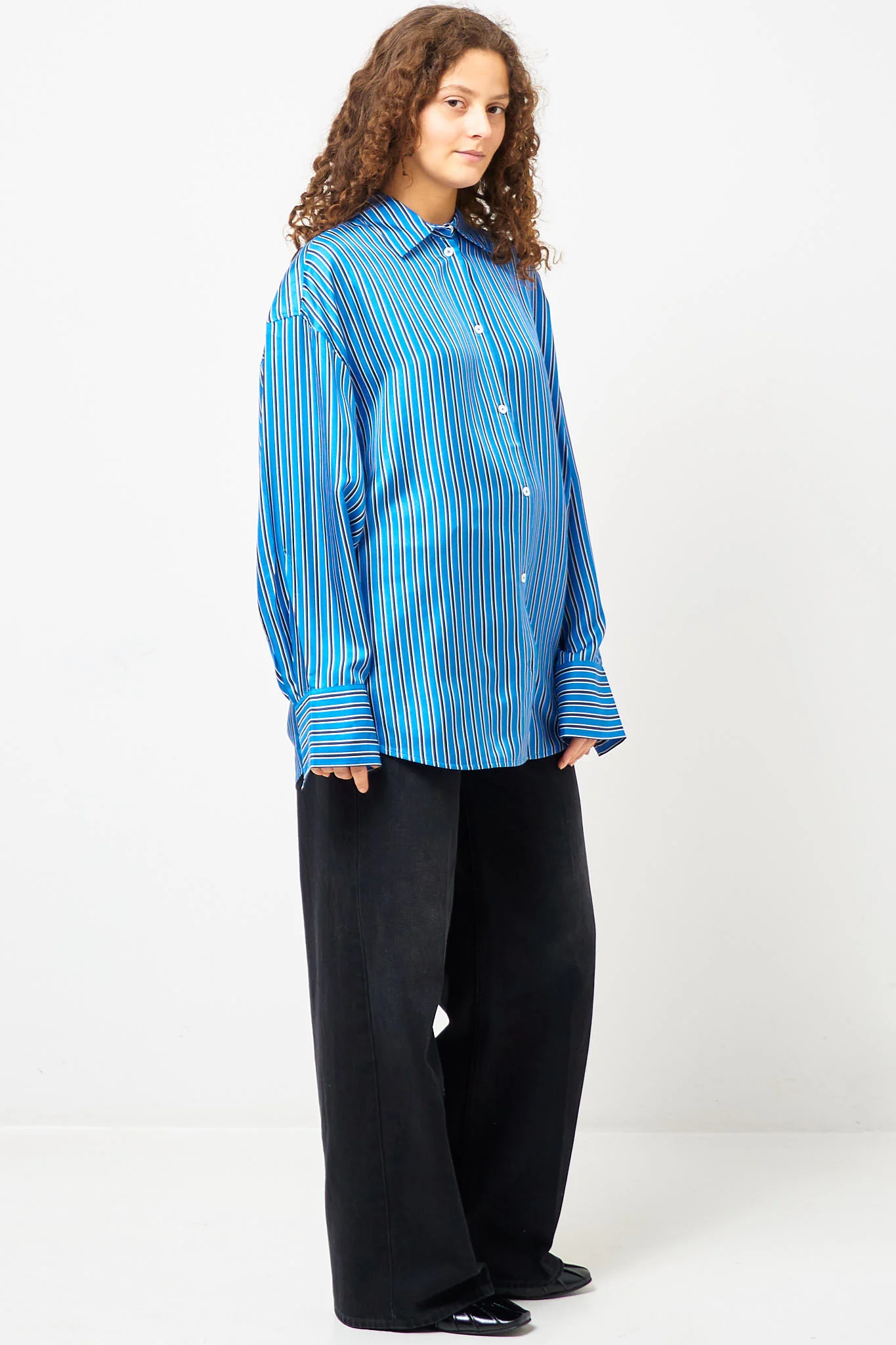 Oversized Striped Shirt Blue/Navy - Image 3