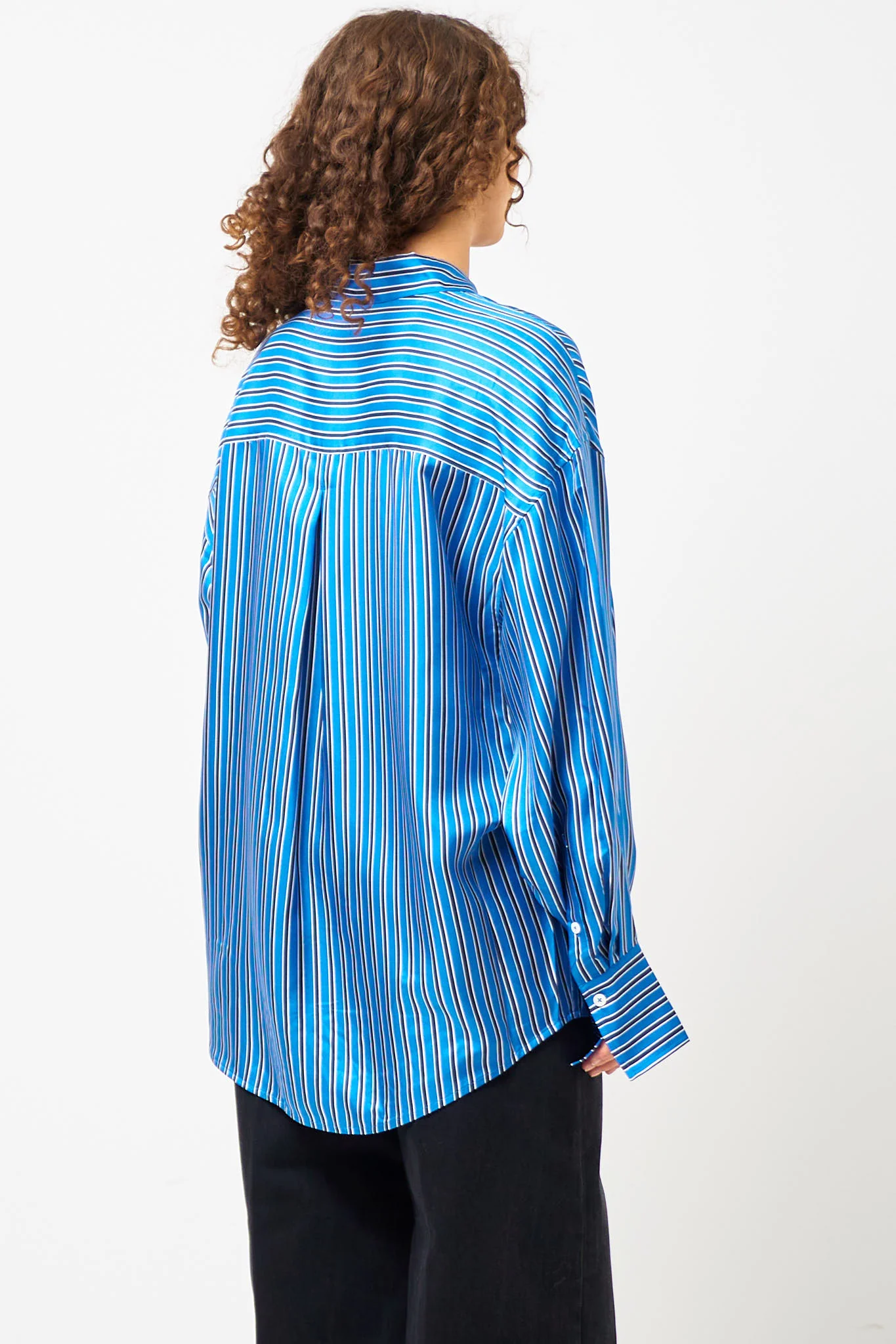 Oversized Striped Shirt Blue/Navy - Image 7